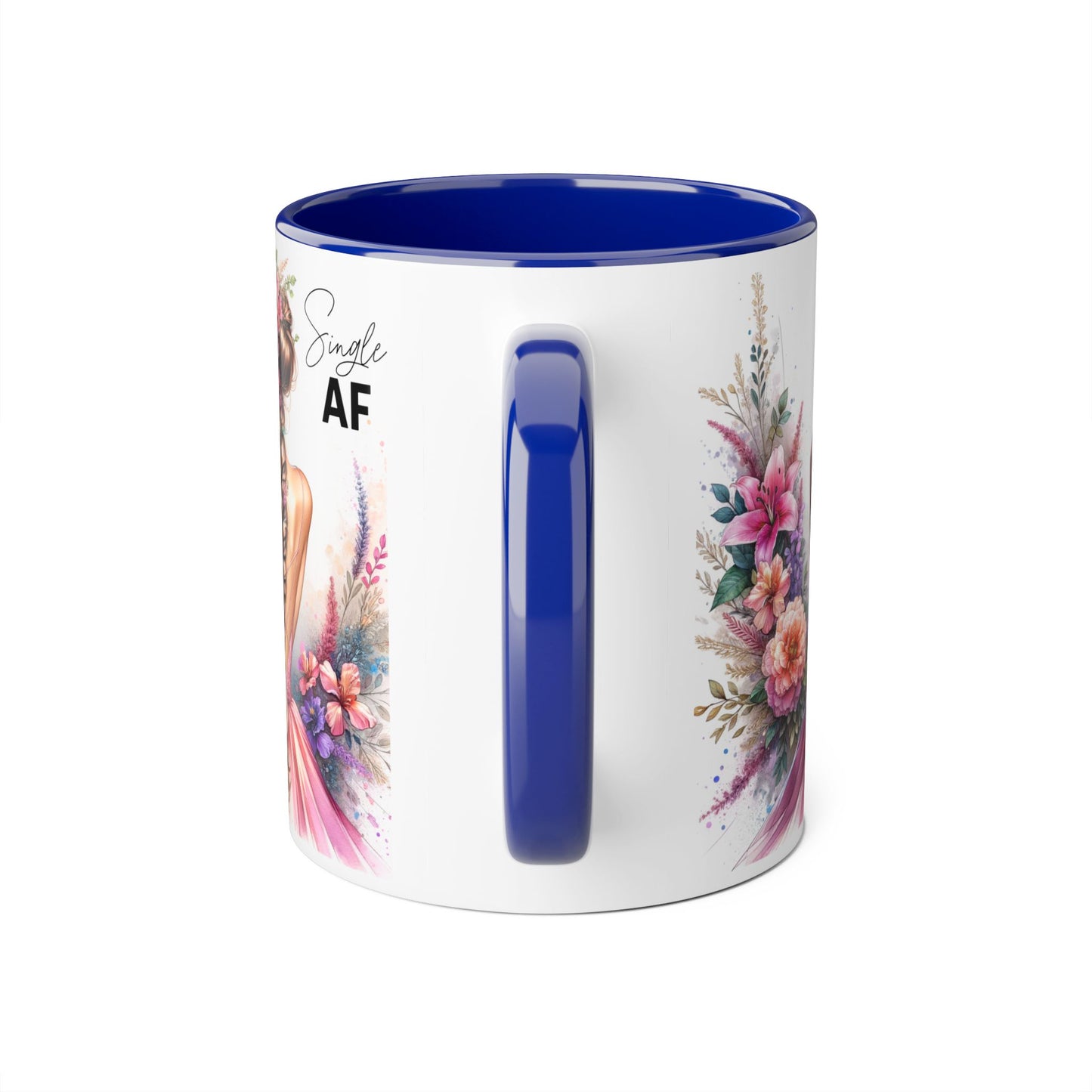 Single AF Floral Accent Mug - Perfect Gift for Single Friends, Celebration, Coffee Lovers, Birthday, Chic Decor