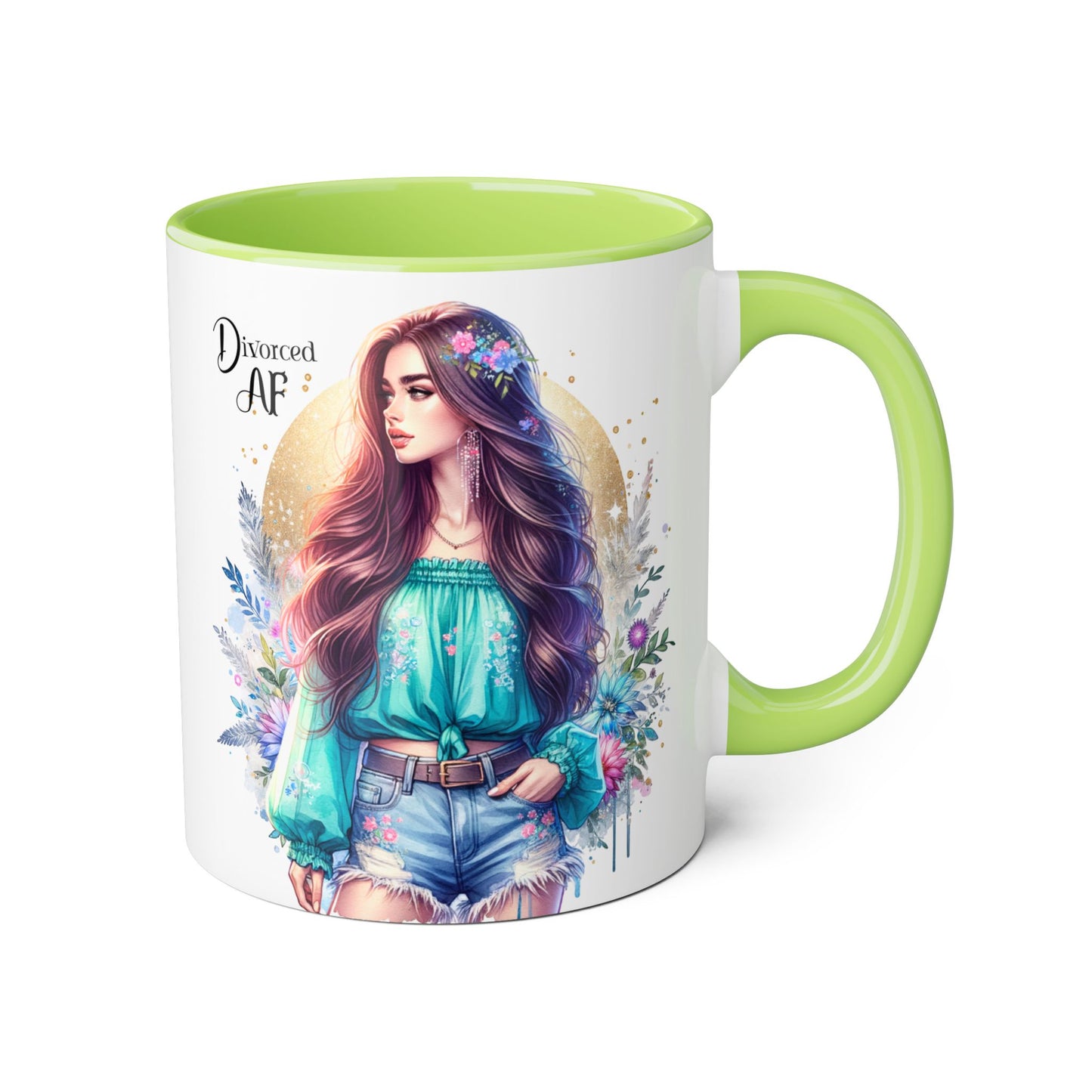 Divorced AF Accent Mug | Inspirational Coffee Cup, Gift for Divorcee, Self-Care, Empowering Drinkware