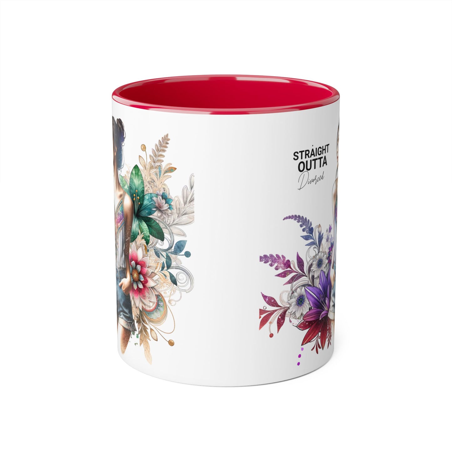 Straight Outta Divorced Humoristic Vibrant Accent Mugs, 11oz - Perfect for Gifts, Home Decor, Coffee Lovers, Birthdays, and Celebrations