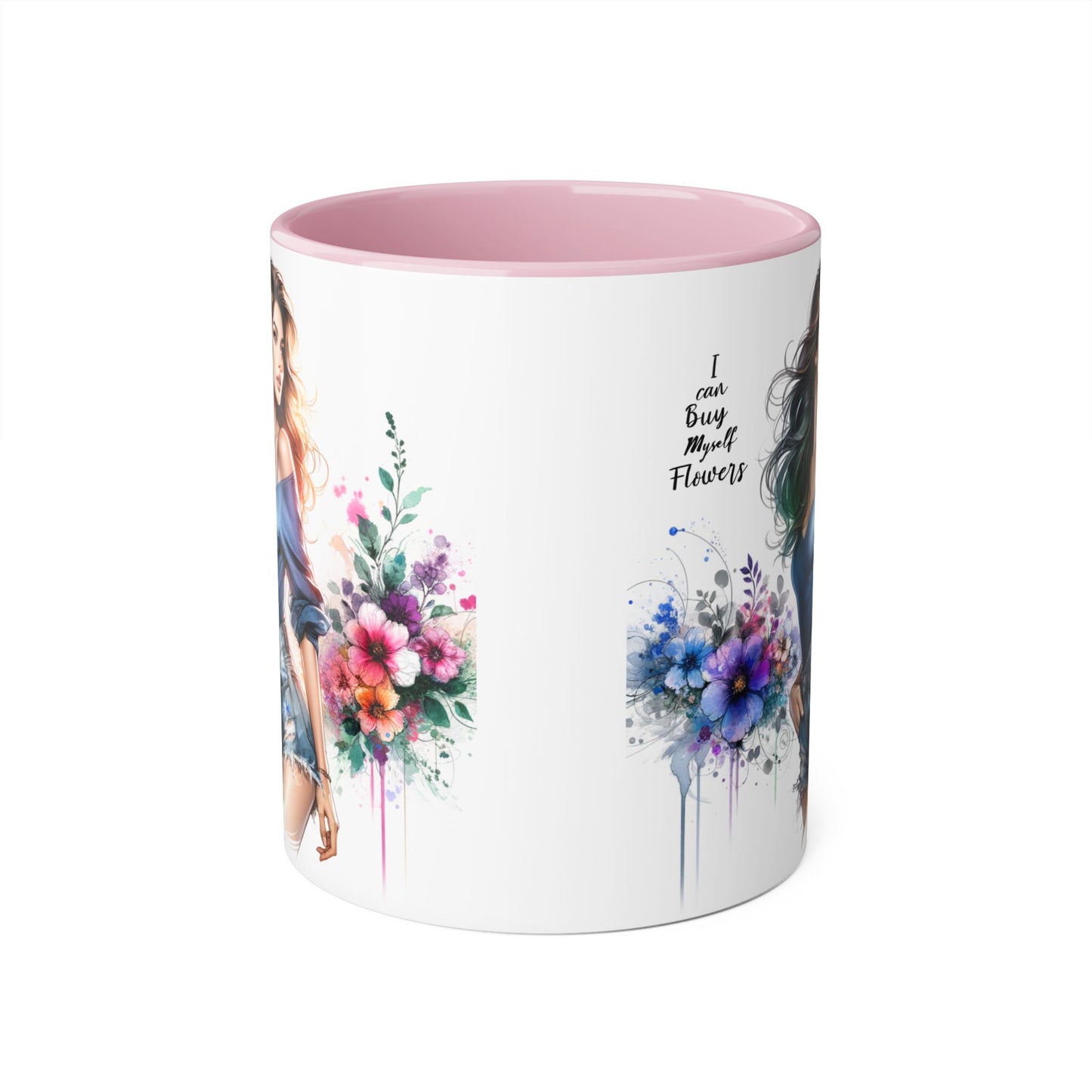 I Can Buy Myself Flowers Floral Twist Coffee Mug, Art Mug, Gift for Her, Creative Home Decor, Birthday Mug, Inspirational Drinkware, Busy with Flowers
