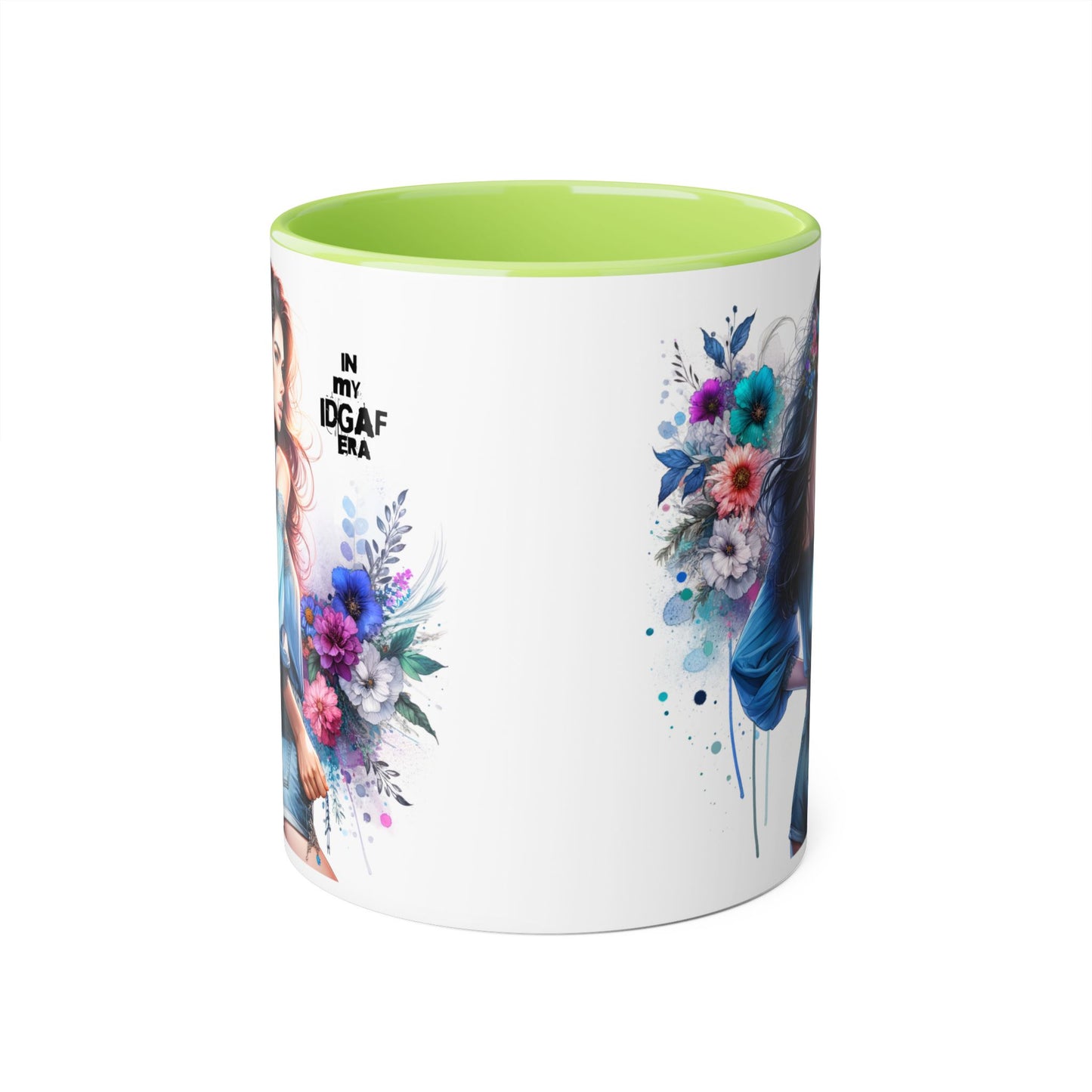 Bold Floral Accent Mug, 11oz | In My IDGAF Era, Ideal for Coffee Lovers, Gift for Her, Boho Decor, Motivational Gift
