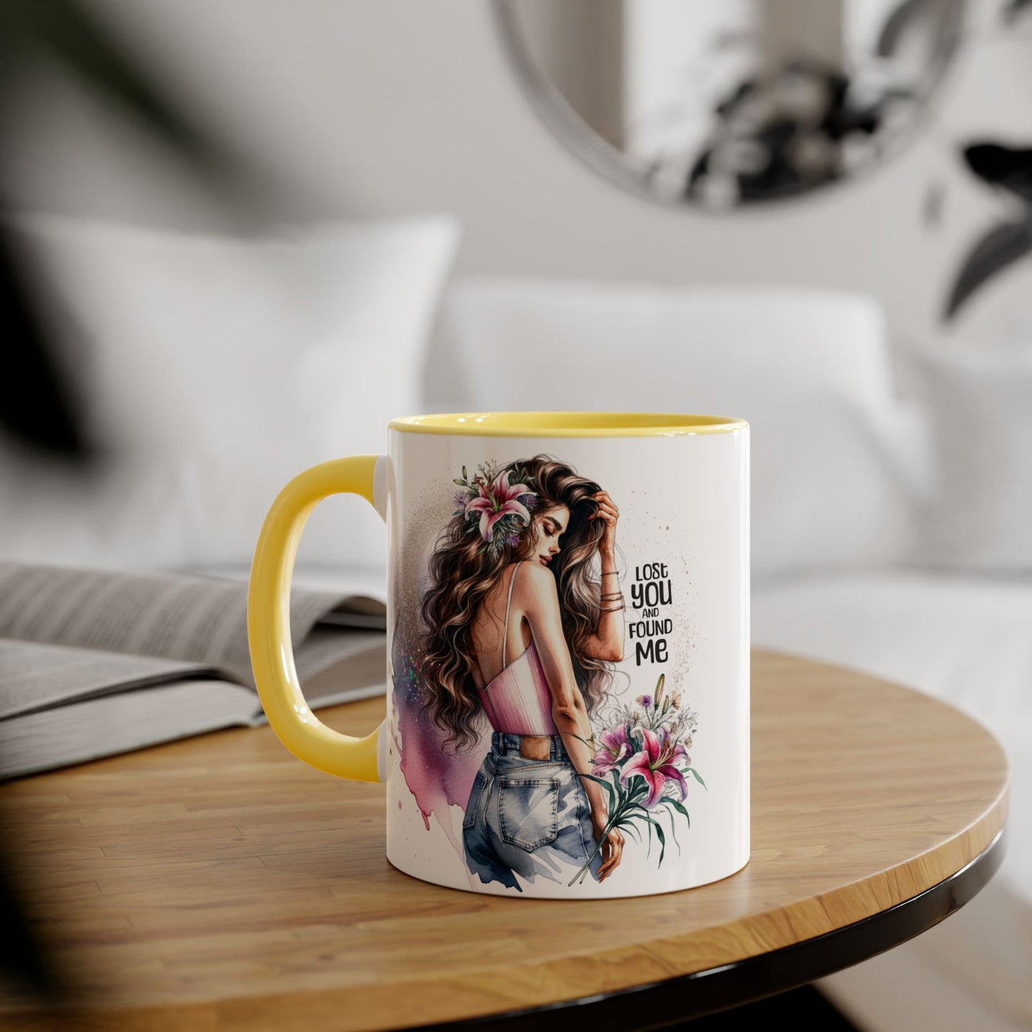Lost You and Found Me Bohemian Accent Mugs - Lose You Found Me | Artistic Coffee Cup, Unique Gift, Decorative Drinkware, Floral Theme, Stylish Tea Mug