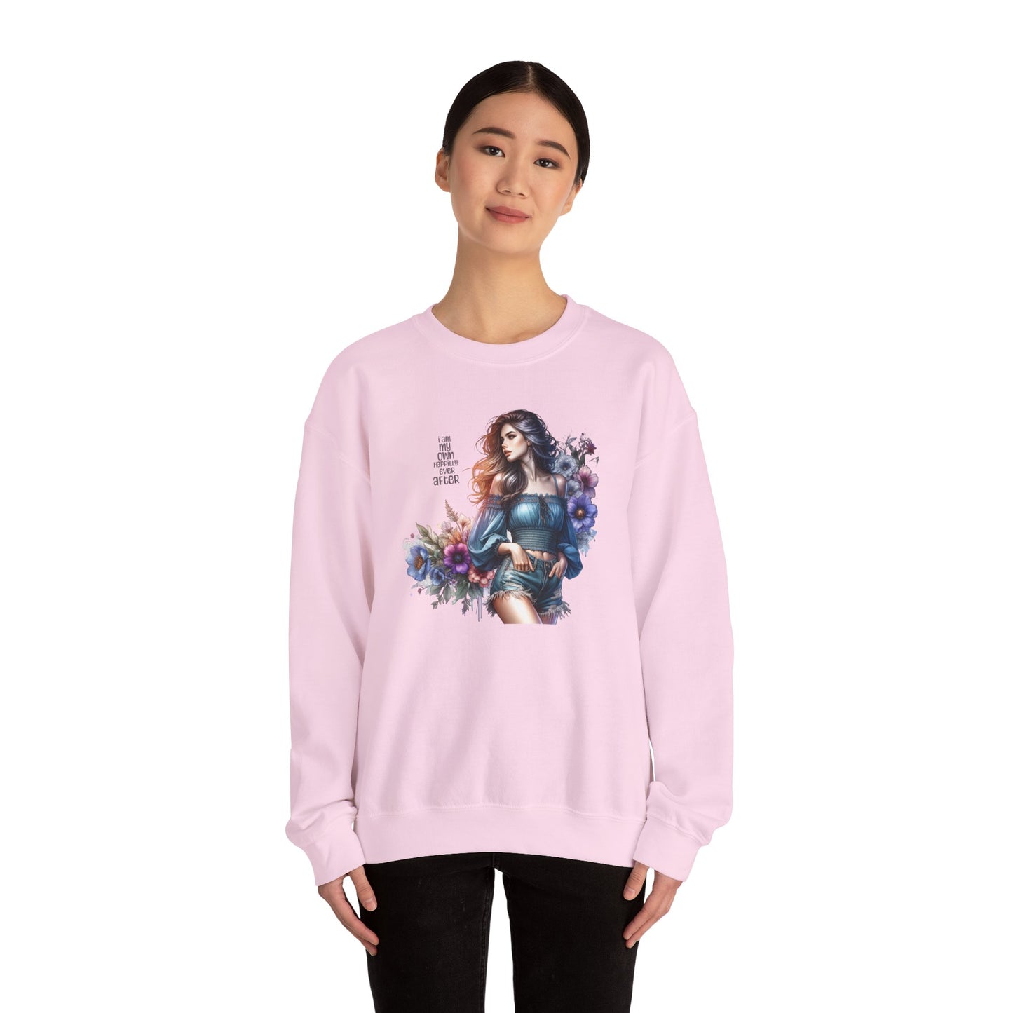 I Am My Own Happily Ever After Floral Aesthetic Crewneck Sweatshirt - Cozy Style for Women, Fashion Top, Gift Idea, Floral Sweatshirt, Spring/Summer Wear