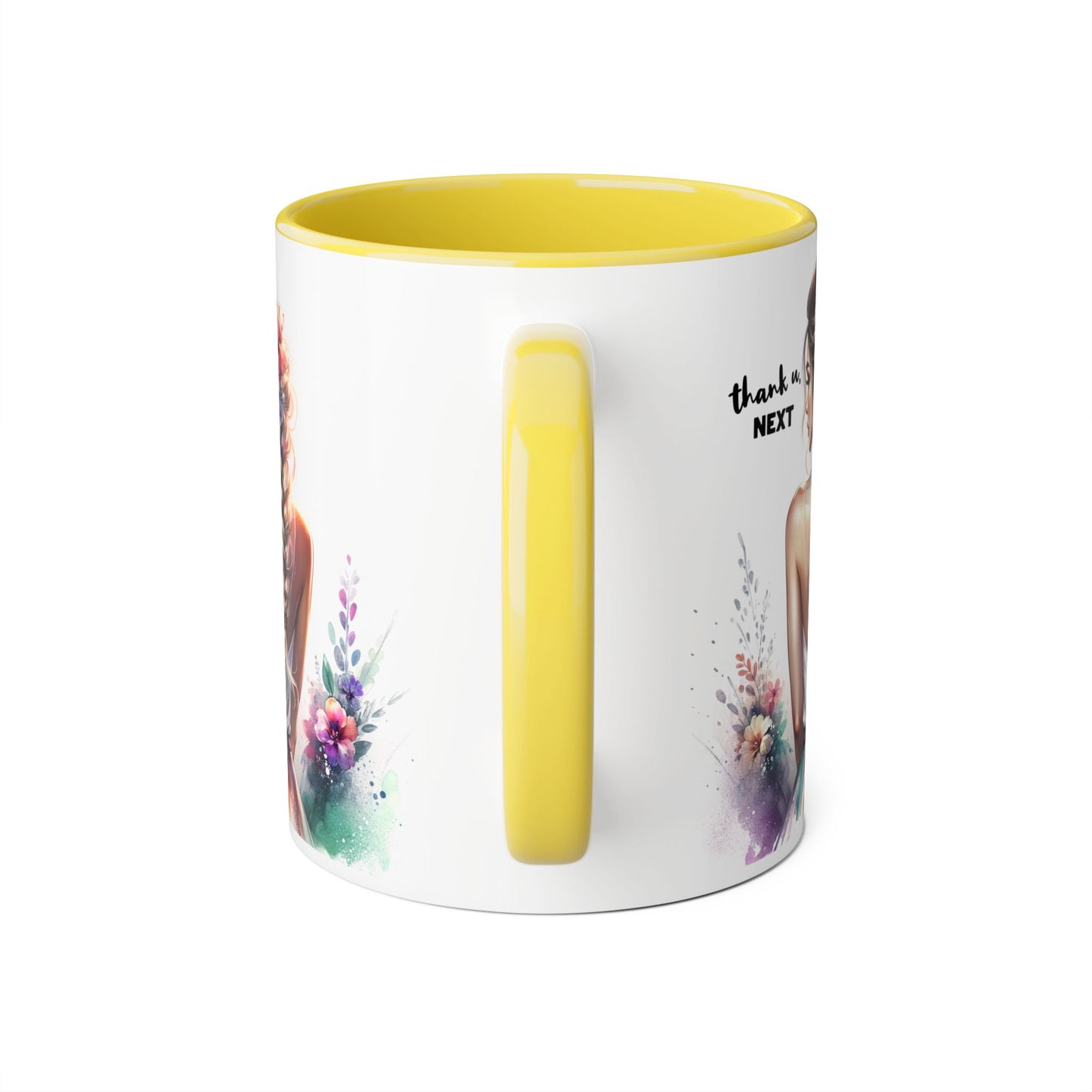 Thank U, Next Colorful Floral Accent Mug, Inspirational Coffee Cup, Gift for Her, Thank You Next Mug, Art Mug, Perfect for Birthdays, Anniversaries