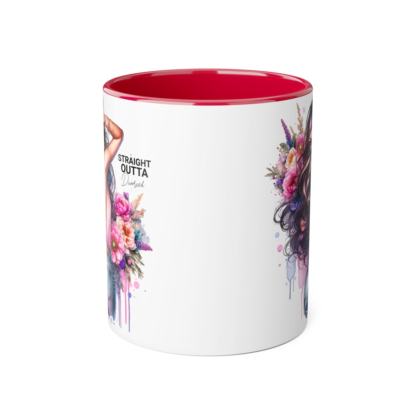 Straight Outta Divorced Humoristic Floral Art Accent Mug - Perfect for Coffee Lovers, Gift for Her, Home Decor, Inspirational, Mother's Day