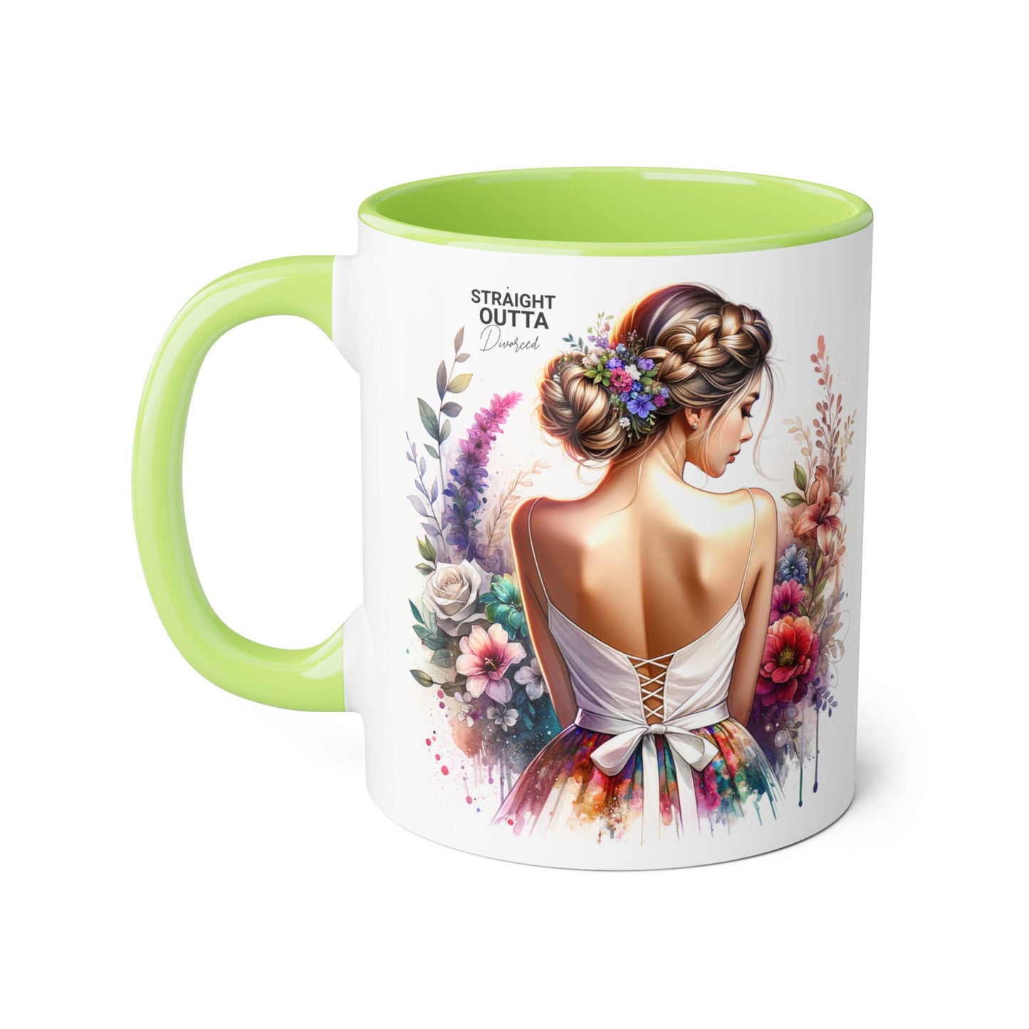 Straight Outta Divorced Humoristic Boho Floral Accent Mug, Inspirational Gift, Coffee Lover's Cup, Unique Art Mug, Straight Outta Beautiful, Personalized Drinkware