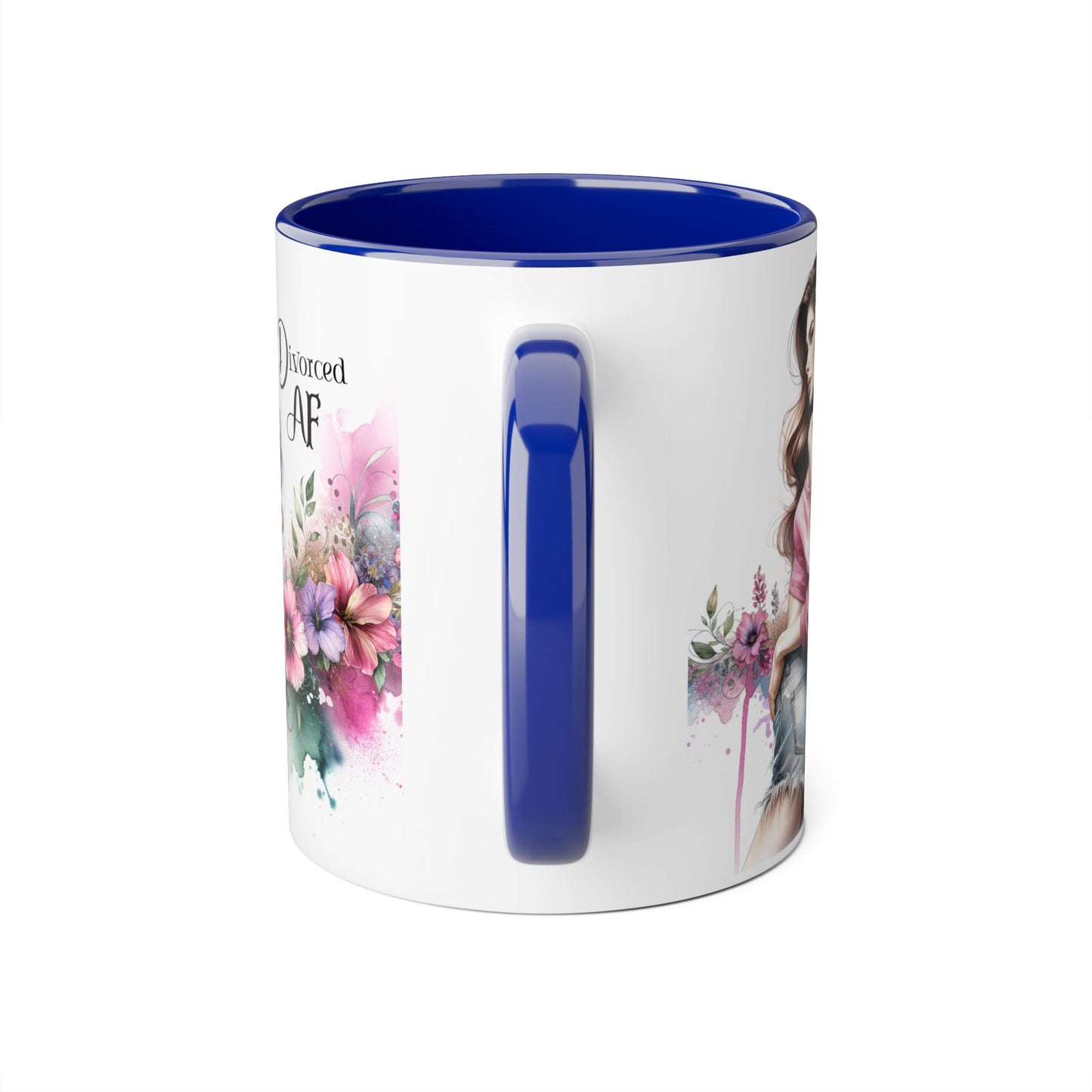 Divorced AF Accent Mug | Gift for Newly Divorced Friends | Sassy Coffee Cup | Floral Design | Unique Divorce Party Favor