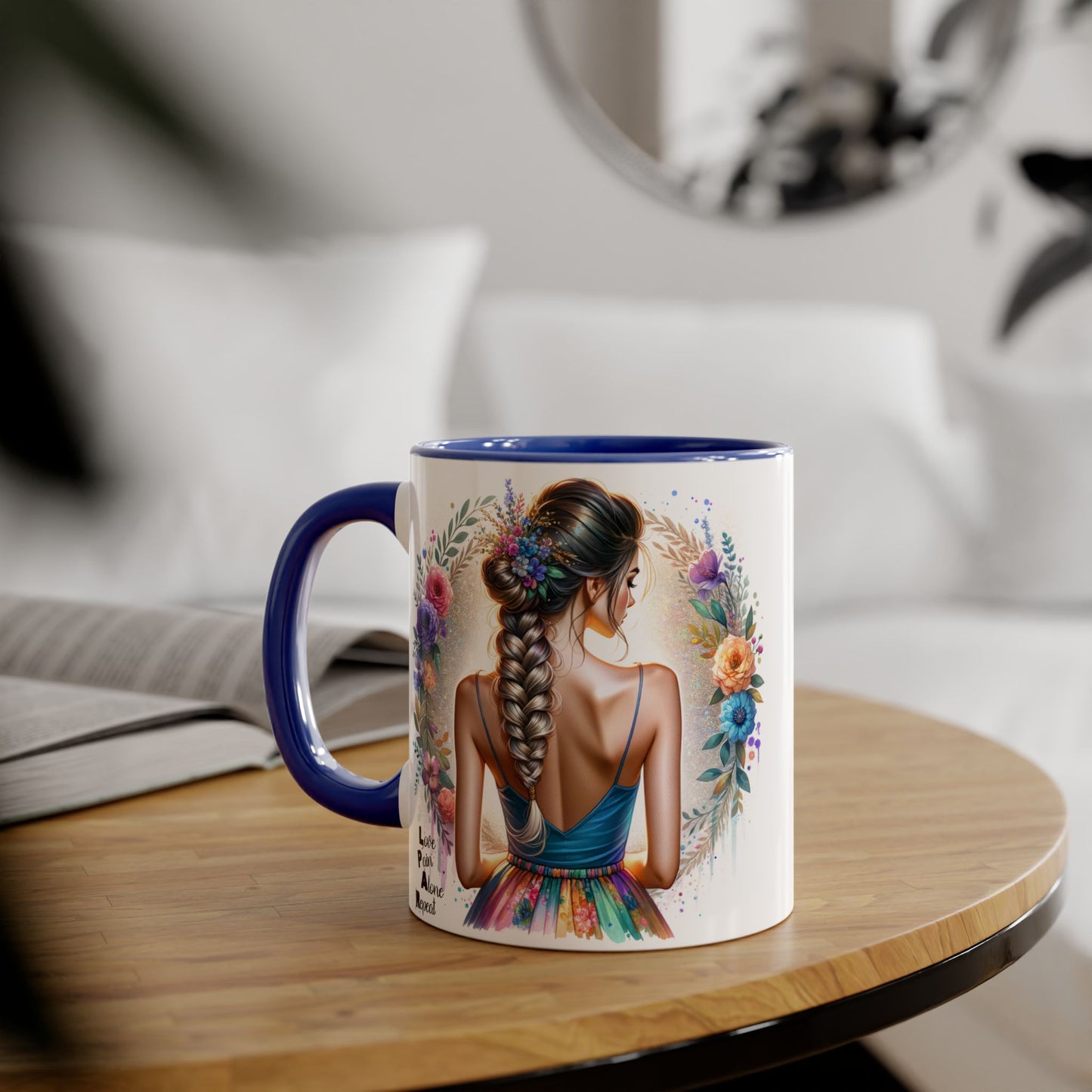 Artistic Accent Mug, Floral Coffee Cup, Unique Gifts for Her, Inspirational Drinkware, Love Yourself Mugs, Boho Style