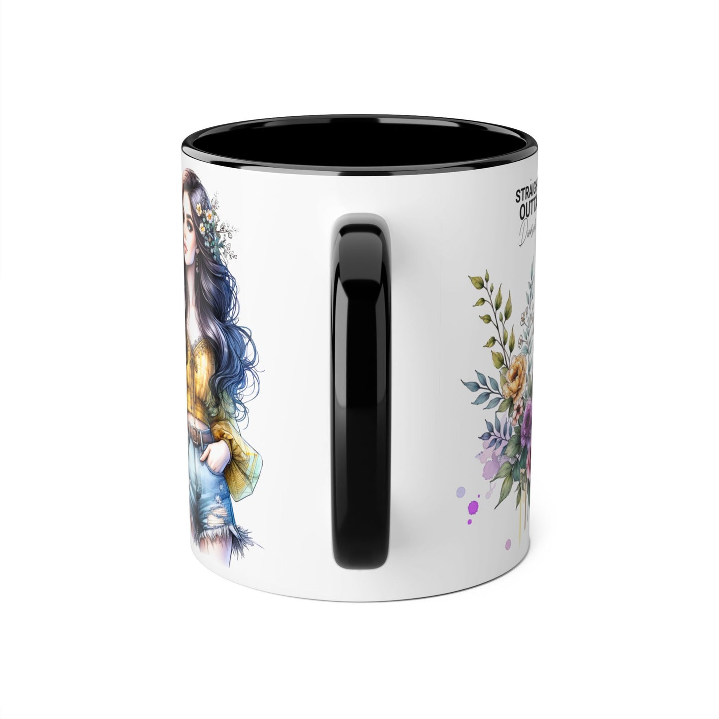 Straight Outta Divorced Humoristic Stylish Floral Accent Mug, Perfect for Coffee Lovers, Gift for Her, Home Decor, Mother's Day, Birthday, Everyday Use
