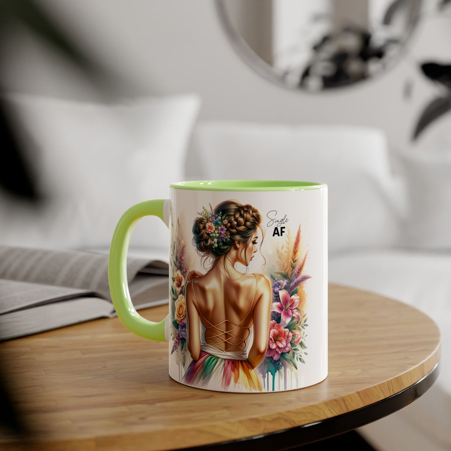 Colorful Floral Accent Mug with Inspirational Quote