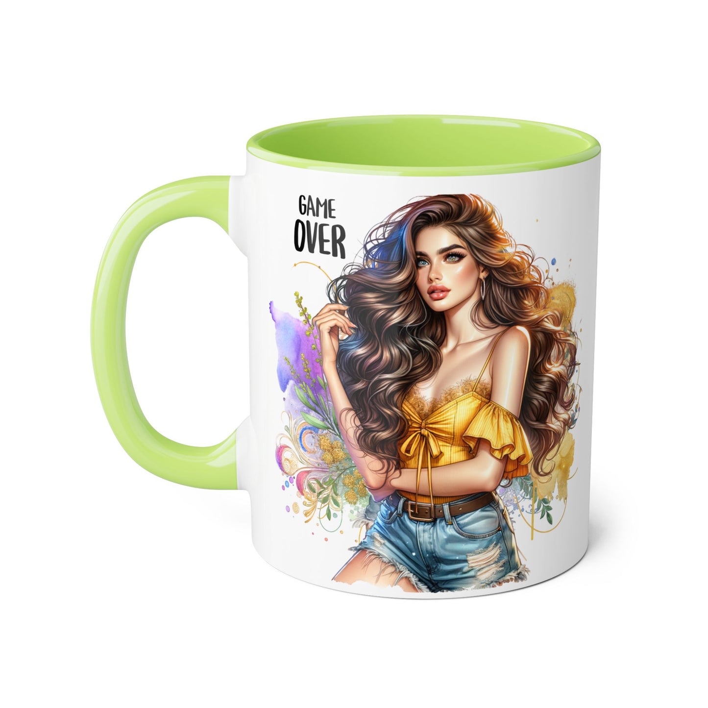 Game Over Accent Mug, 11oz Coffee Cup for Gaming Lovers, Unique Gift for Her, Fun Drinkware for Celebrations, Stylish Tea Mug
