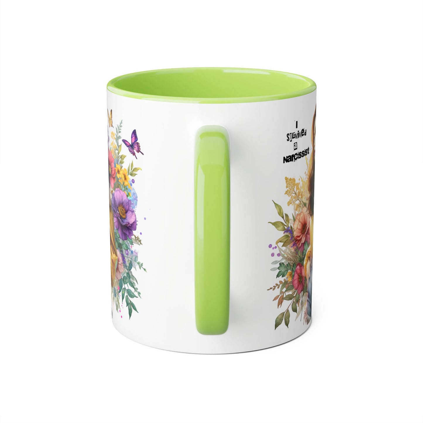 I Survived a Narcissist Chic Floral Accent Mug | Bohemian Coffee Cup, Gift for Her, Narcissist Humor, Home Decor, Artful Drinkware