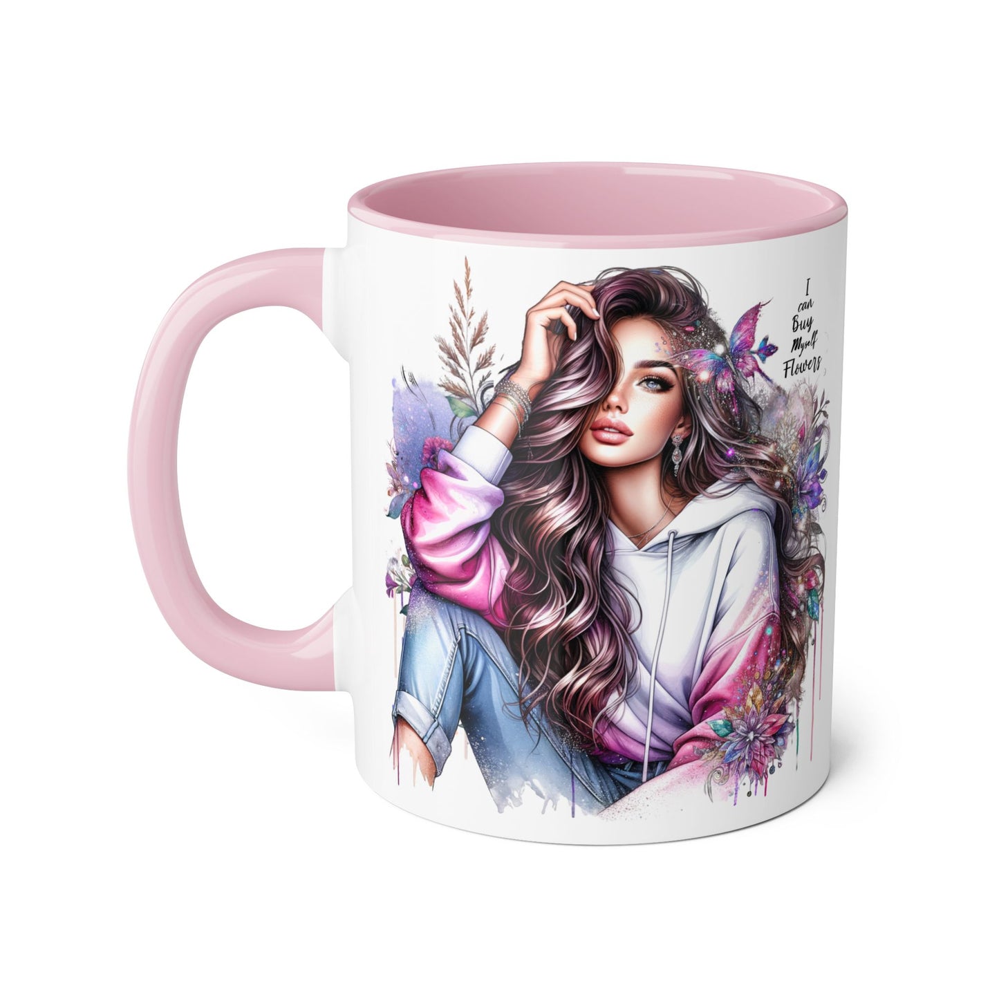 I Can Buy Myself Flowers Artistic Floral Accent Mug | I Keep My Hopes + Dreams, Coffee Cup for Gifts, Home Decor, Birthdays, Self-Care, Tea Lovers