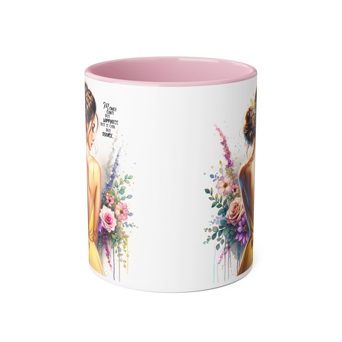 Money Can't Buy Happiness But It Can Buy Divorce Humoristic Elegant Floral Accent Mug, Gift for Her, Coffee Lover, Inspirational Coffee Cup, Birthday Gift Idea, Unique Home Decor