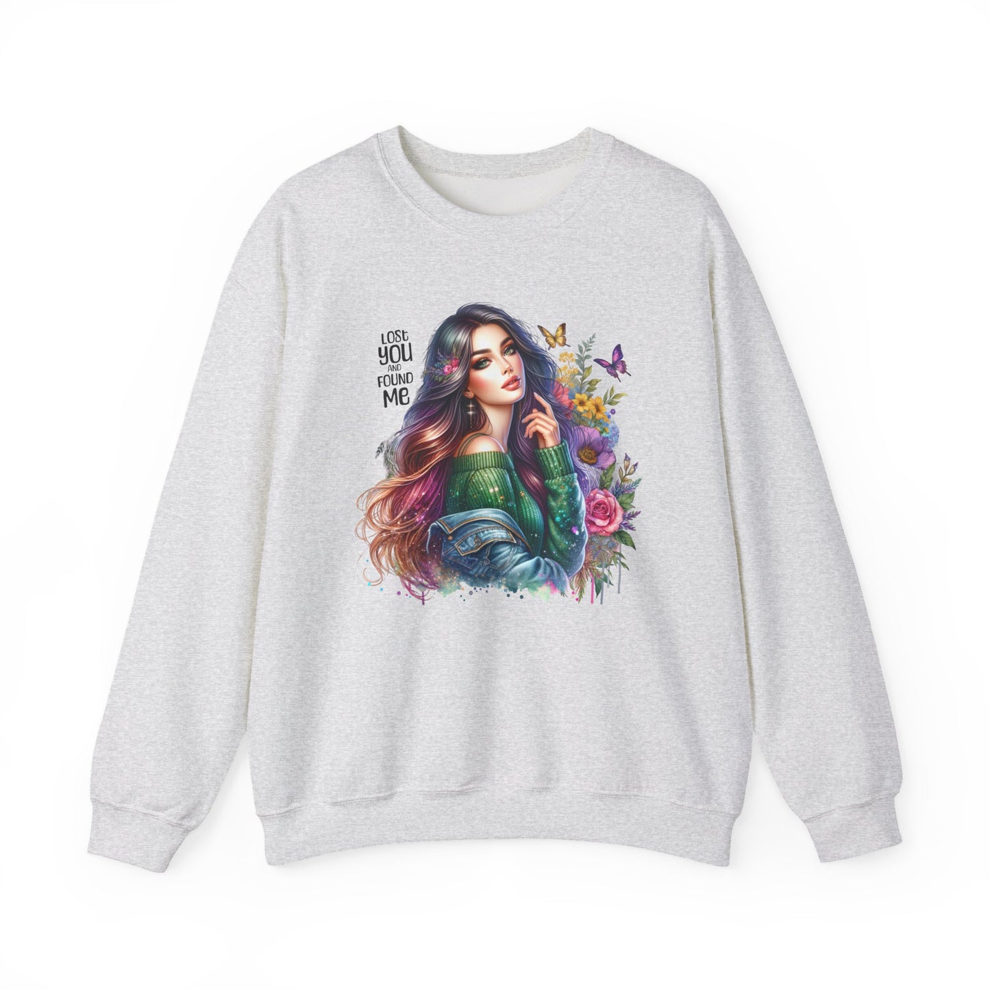 Lost You And Found Me Bohemian Floral Crewneck Sweatshirt, Cozy Graphic Sweatshirt, Gift for Her, Unique Art Pullover, Spring Fashion Crew