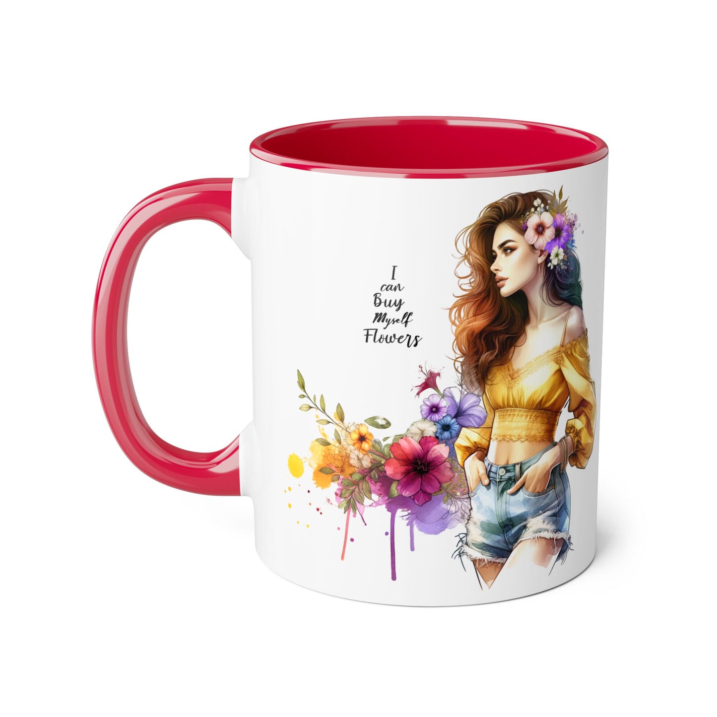 I Can Buy Myself Flowers Floral Bohemian Accent Mug - Perfect Gift for Flower Lovers, Art Enthusiasts, Home Decor, Spring Celebrations, Coffee Lovers