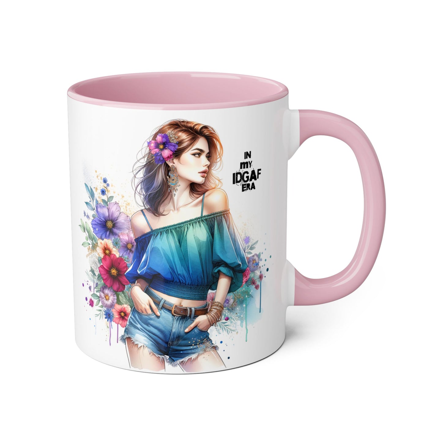 IDGAF Floral Accent Mug - Stylish Coffee Mug for Sassy Souls, Gift for Friends, Unique Home Decor, Perfect for Birthdays, Fun Collectible