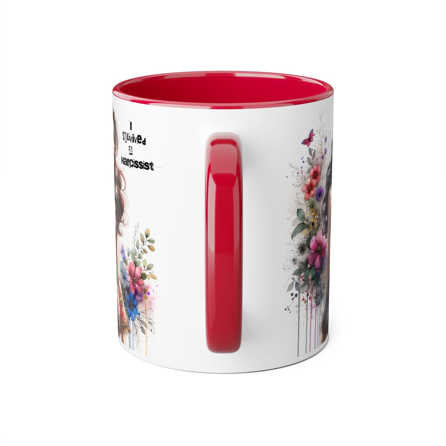 Artistic Accent Mug, Floral Design Coffee Cup, Unique Gift for Her, Inspirational Double-Sided Mug, Perfect for Birthdays, Self-Care