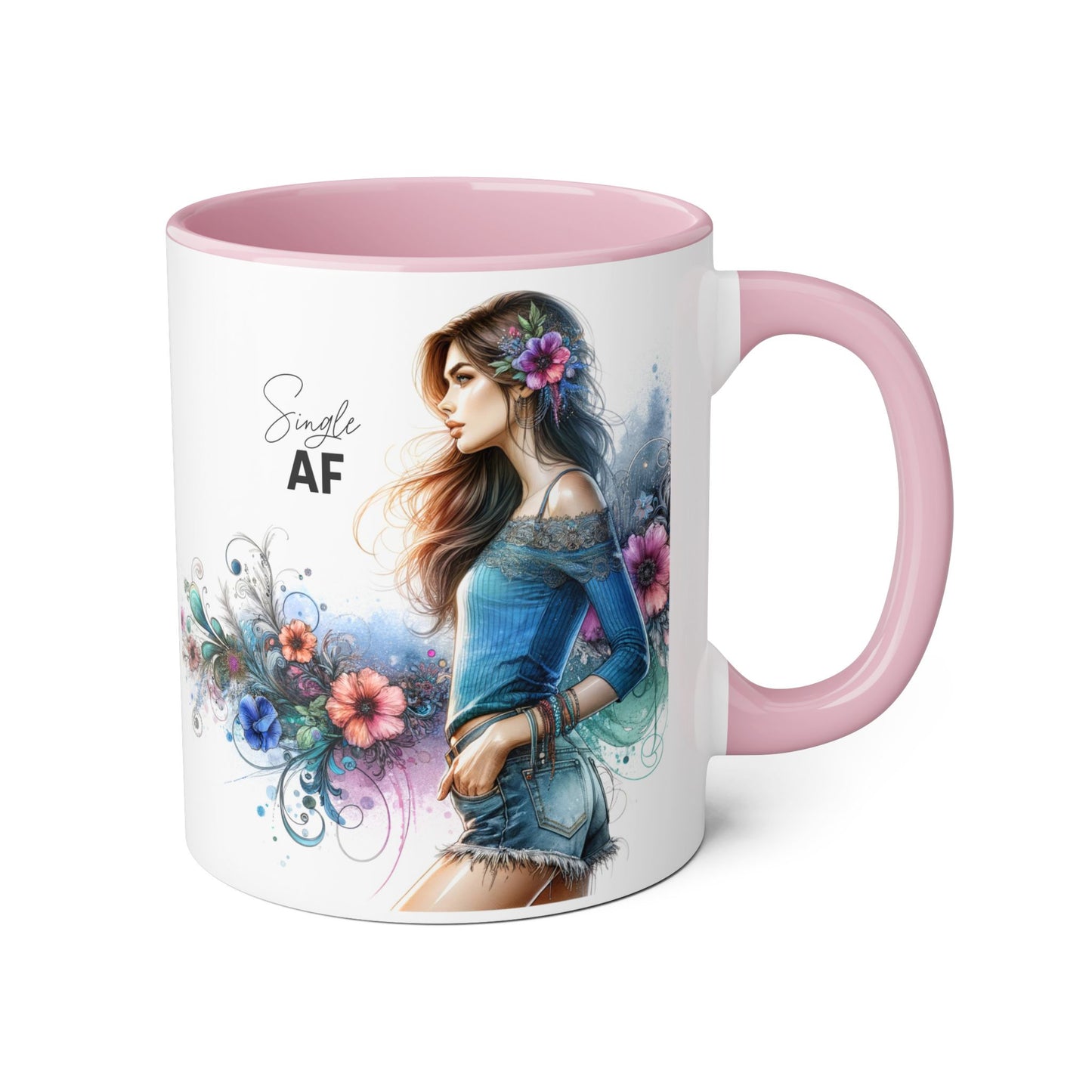 Stylish Accent Mug, Coffee Lover Gift, Floral Design Mug, Trendy Drinkware, Unique Gift for Her, Simple AF Mug