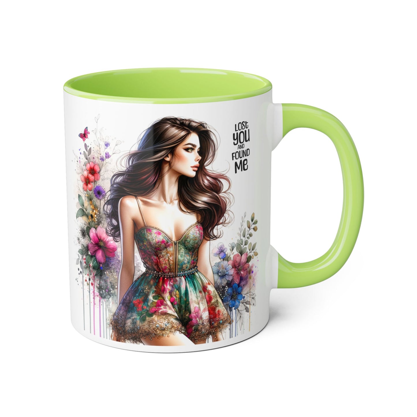 Lost You and Found Me Floral Accent Mug, Coffee Cup Gift for Her, Inspirational Drinkware, Home Decor, Birthday Present