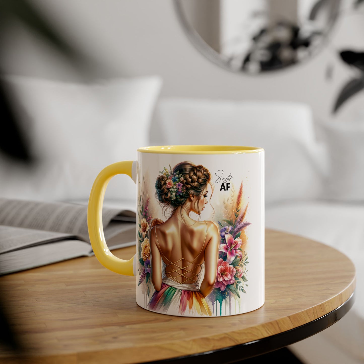 Colorful Floral Accent Mug with Inspirational Quote