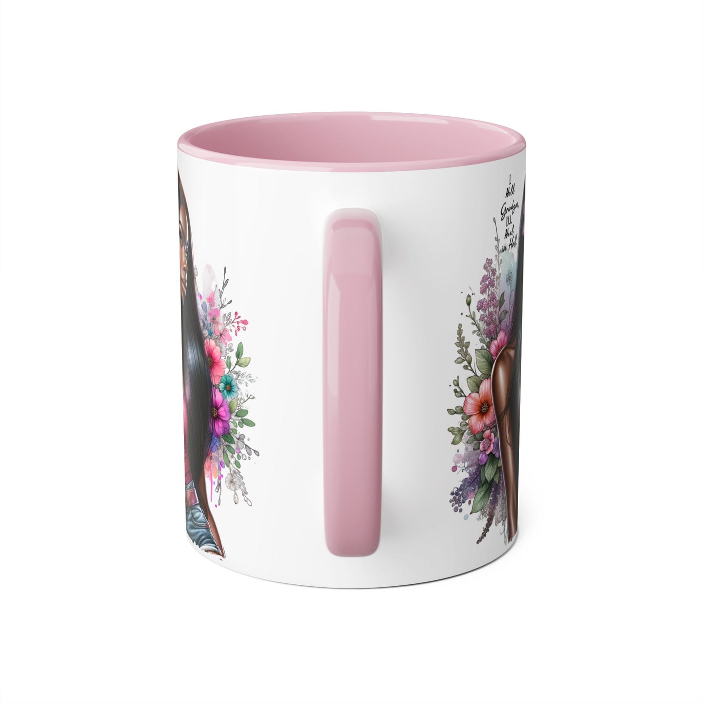 I Hold Grudges, I'll Heal in Hell Humoristic Floral Portrait Coffee Mug - Perfect Gift for Her, Stylish Home Decor, Inspirational Quote, Unique Tea Cup, Birthday Treat