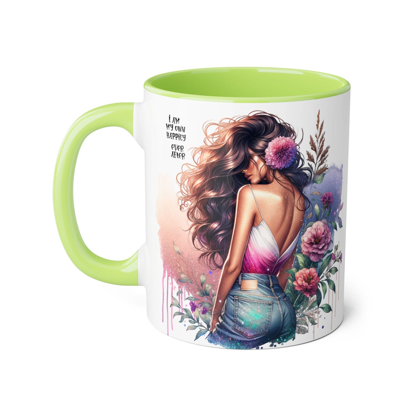 Boho Floral Accent Mug - 11oz - Inspirational "I Am My Own Happily Ever After " Design