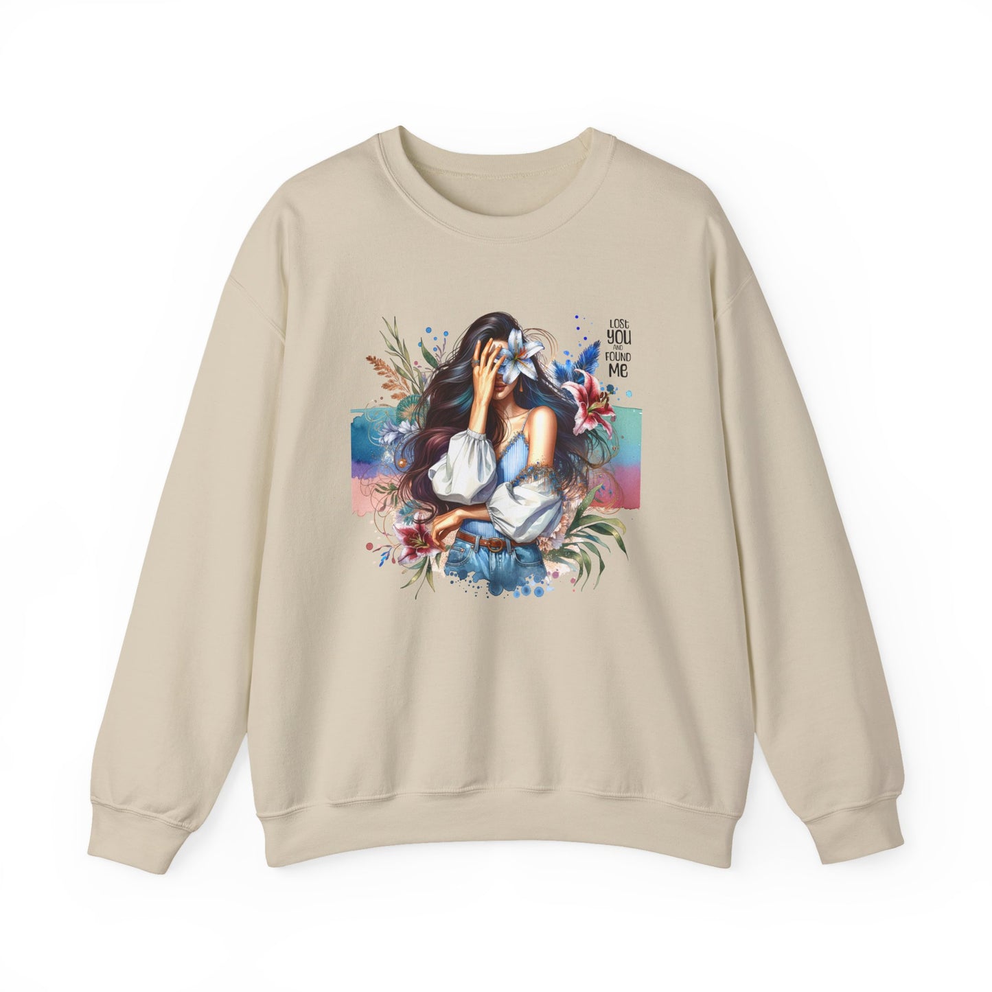 Lost You And Found Me Artistic Unisex Sweatshirt for Comfort and Style - Cozy Apparel, Gift for Her, Trendy Fashion, Relaxed Fit, Casual Wear