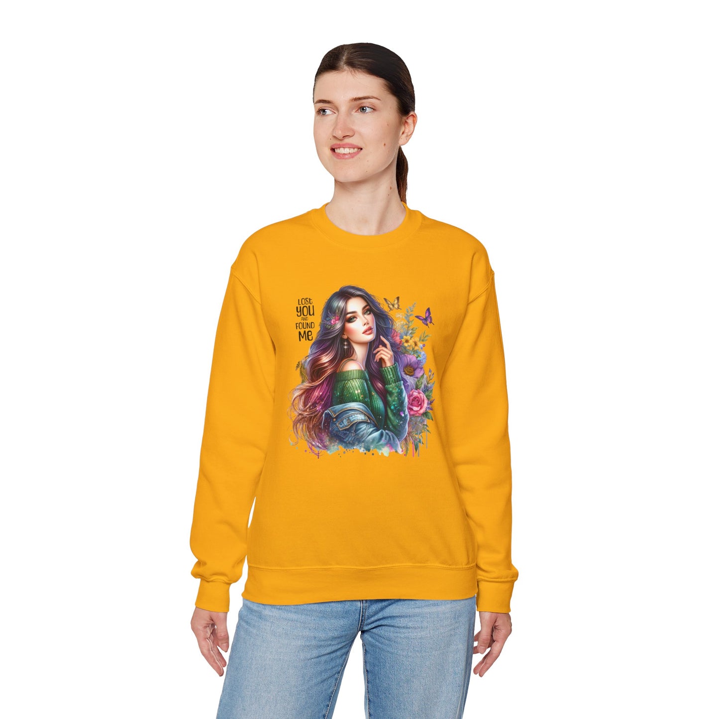 Lost You And Found Me Bohemian Floral Crewneck Sweatshirt, Cozy Graphic Sweatshirt, Gift for Her, Unique Art Pullover, Spring Fashion Crew