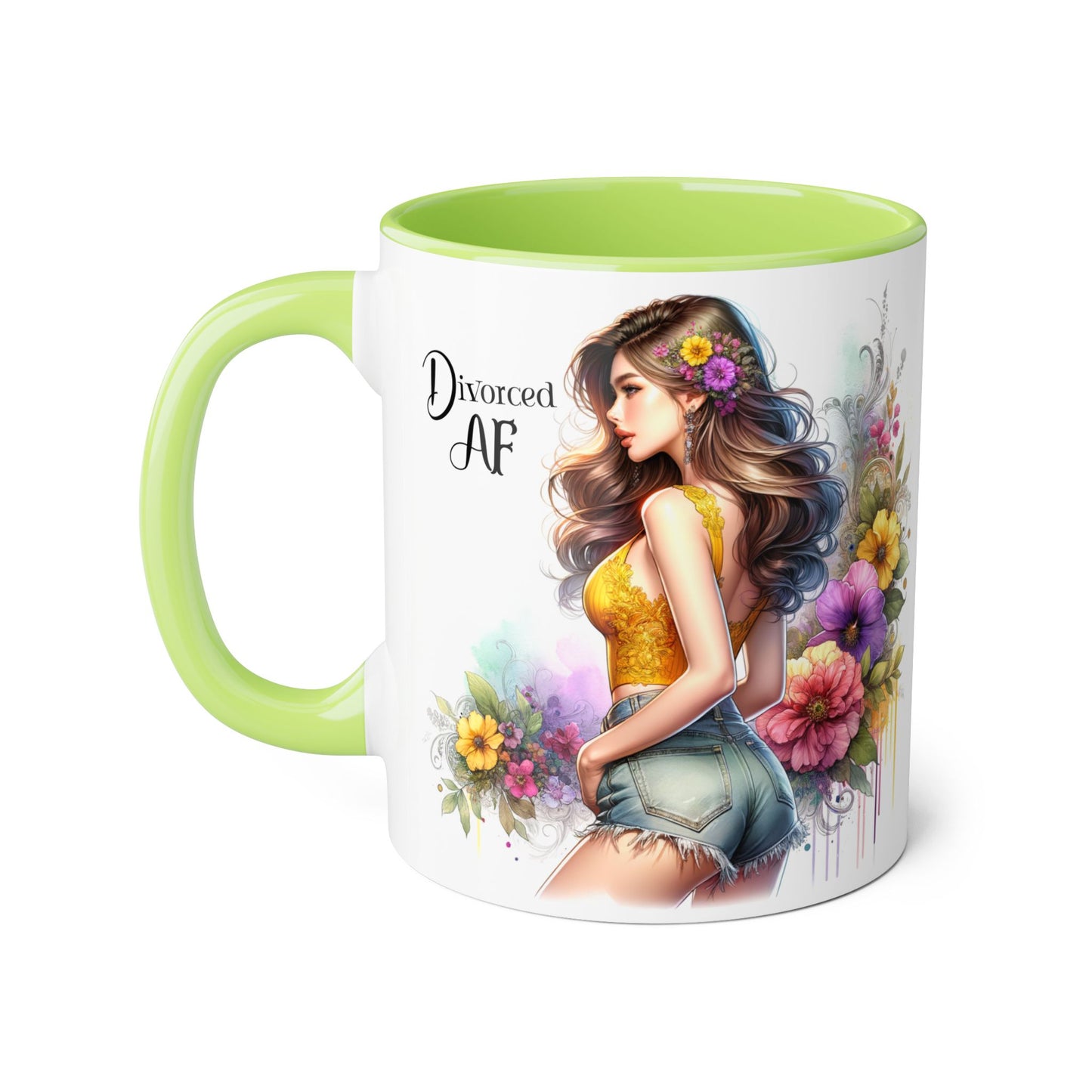 Divorced AF Floral Accent Mug, Humor Coffee Cup, Gift for Divorce Celebration, Self-Love Mug, Unique Present for Her