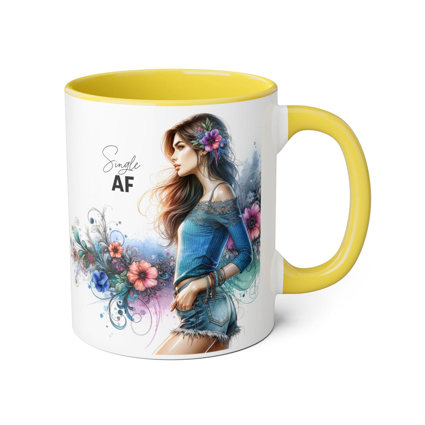 Stylish Accent Mug, Coffee Lover Gift, Floral Design Mug, Trendy Drinkware, Unique Gift for Her, Simple AF Mug