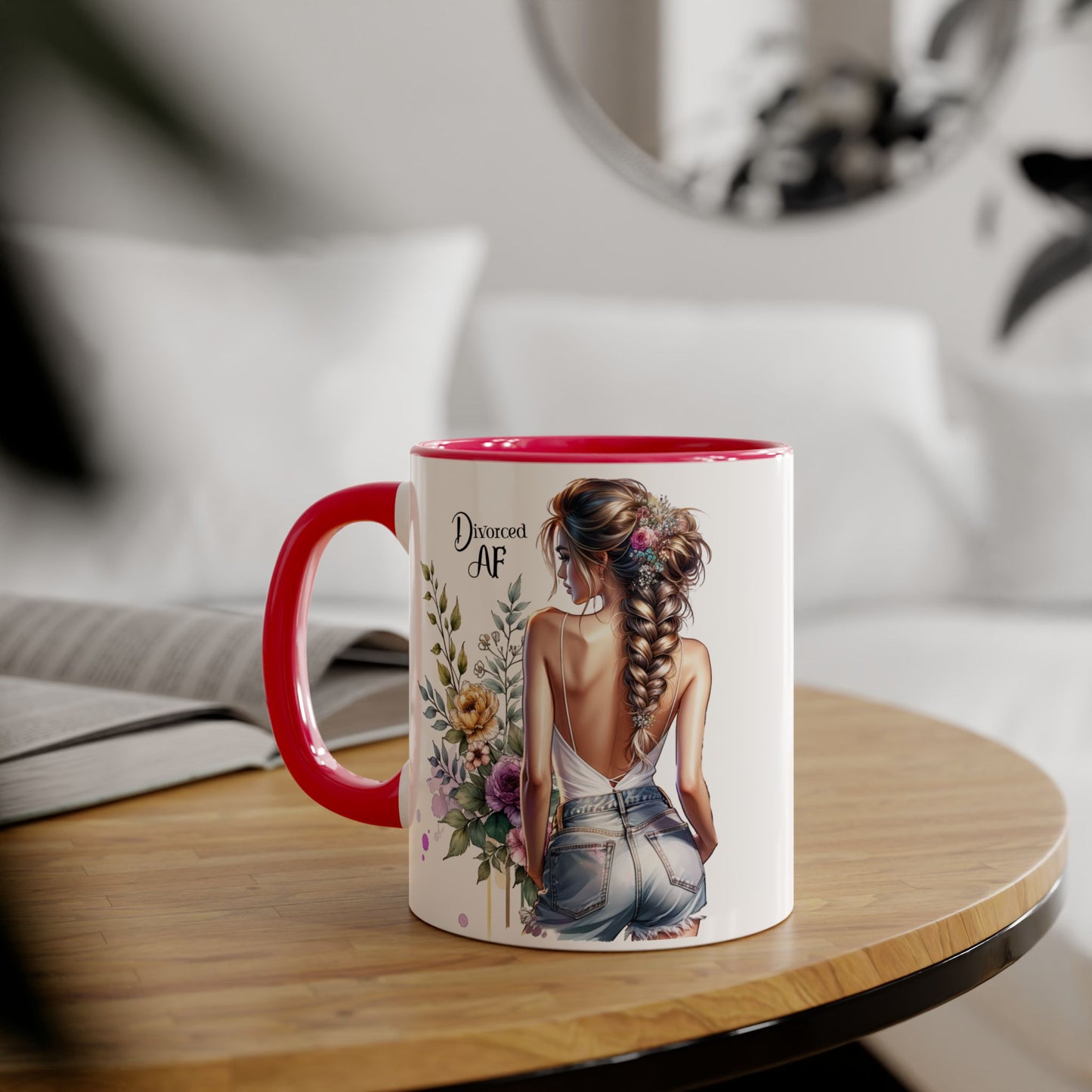 Divorced AF Floral Accent Mug - Perfect Gift for Friends, Coffee Lovers, Humor, Self-Care, Divorce Parties