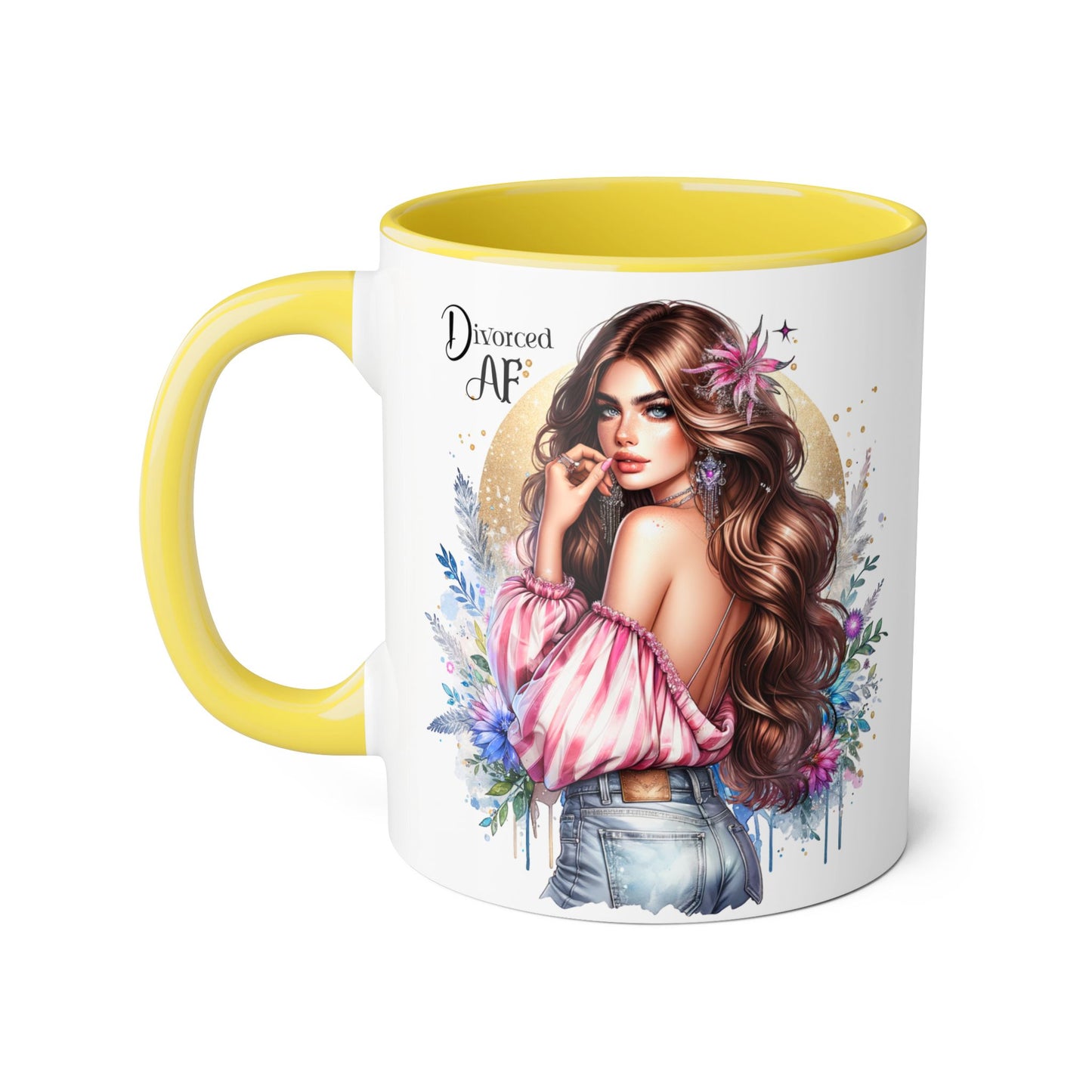 Empowered Diva Mug-Divorced AF, 11oz - Dreamy Floral Design, Perfect Gift for Divorced Friends, Birthday, Self-Care, Coffee Lovers