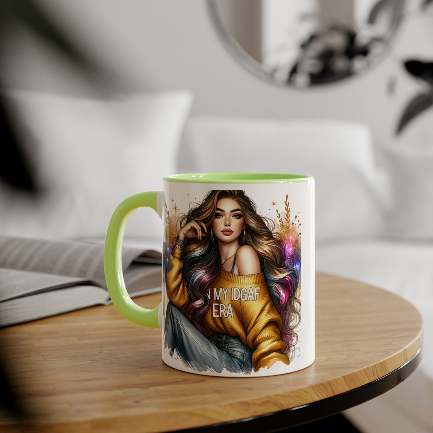 Chic IDGAF Accent Mug, Cool Coffee Cup, Trendy Drinkware, Stylish Gift, Artful Mug for Her