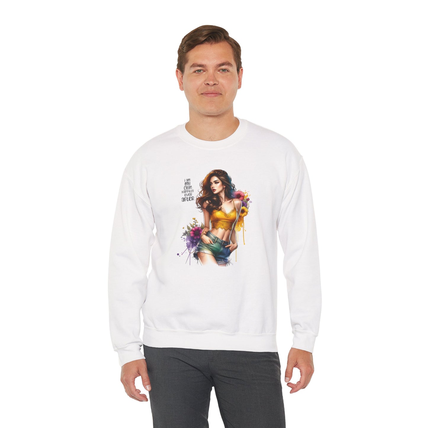 I Am My Own Happily Ever After Stylish Inspirational Crewneck Sweatshirt, Cozy Unisex Pullover, Art Print Sweatshirt, Gift for Her, Everyday Wear, Colorful Design