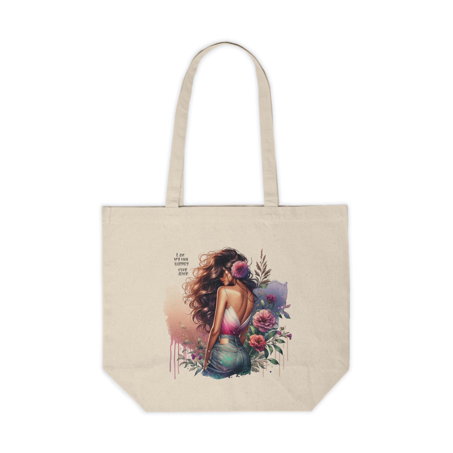 I Am My Own Happily Ever After Floral Artistic Tote Bag, Eco-Friendly Shopping Bag, Boho Style Gift, Market Tote, Summer Accessory, Women’s Handbag