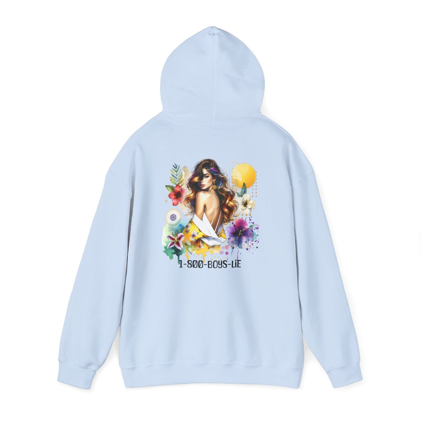 1-800-Boys-Lie Tropical Vibe Hoodie - Unisex Heavy Blend Sweatshirt for Beach Lovers, Summer Style, Gift for Her, Casual Wear, Boho Chic Fashion