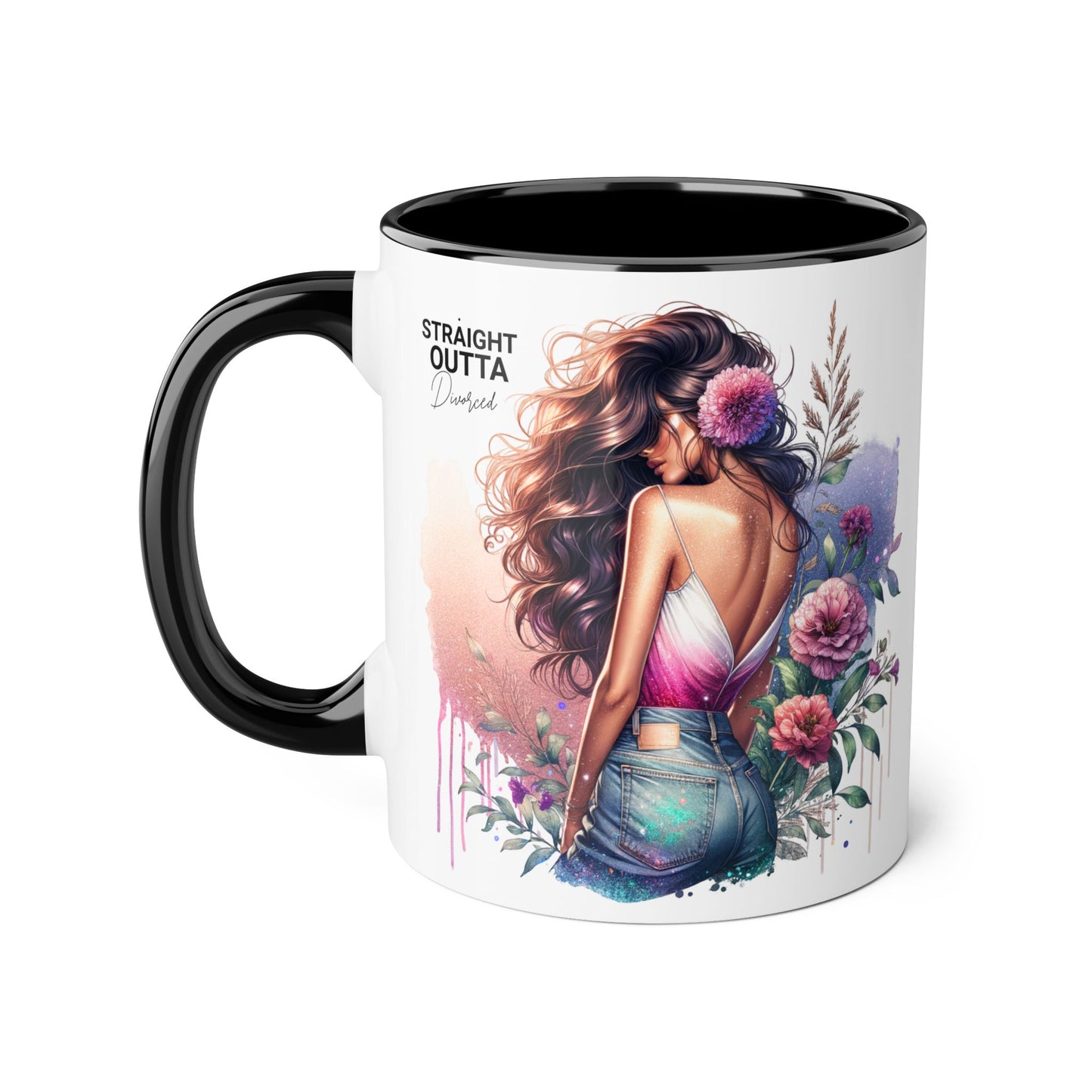 Straight Outta Divorced Humoristic Accent Mug | 11oz Ceramic Coffee Cup for Home, Gift for Friends, Unique Tea Mug, Birthday Gift, Self-Care Décor