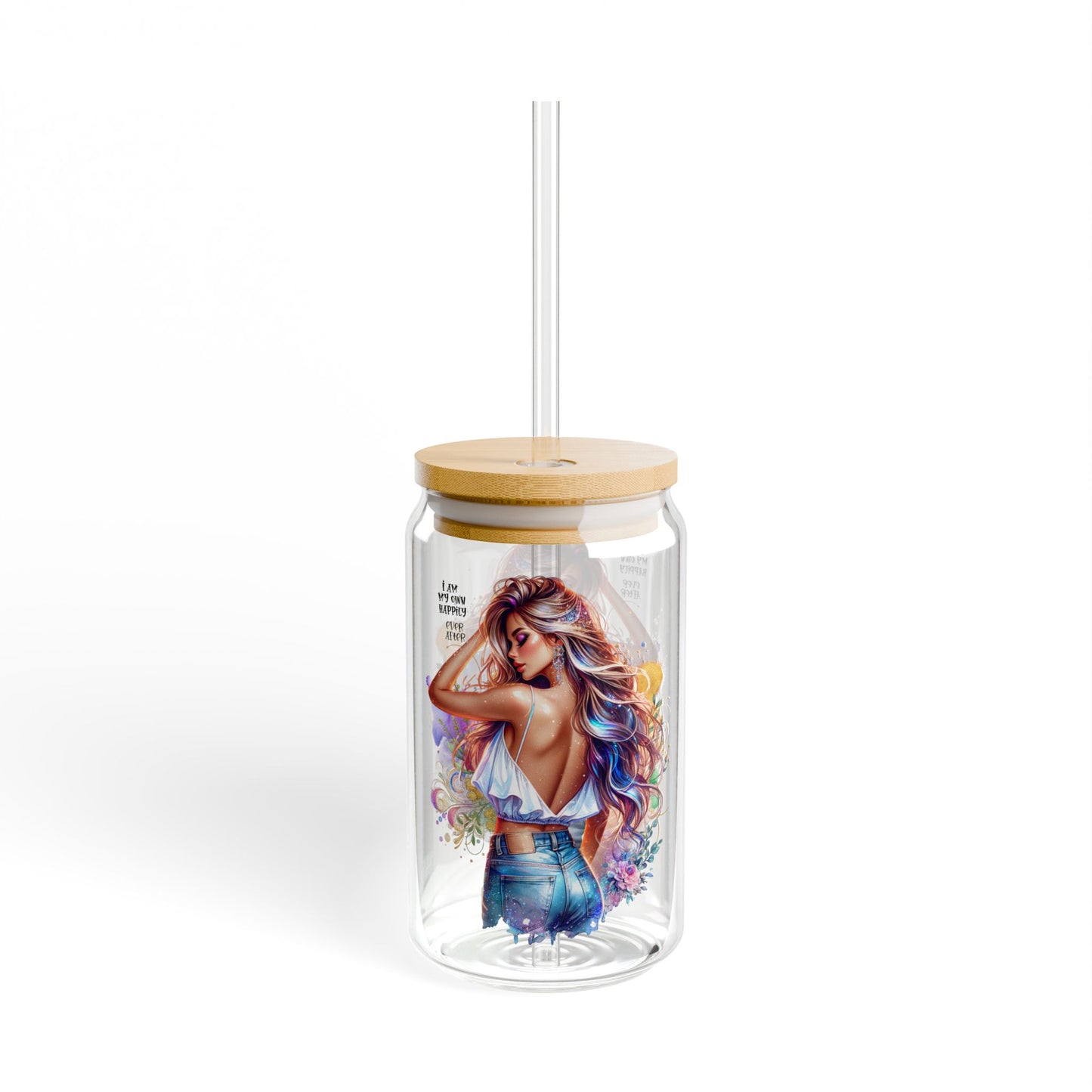 I Am My Own Happily Ever After Stylish 16oz Sipper Glass with Straw - Perfect for Summer Drinks