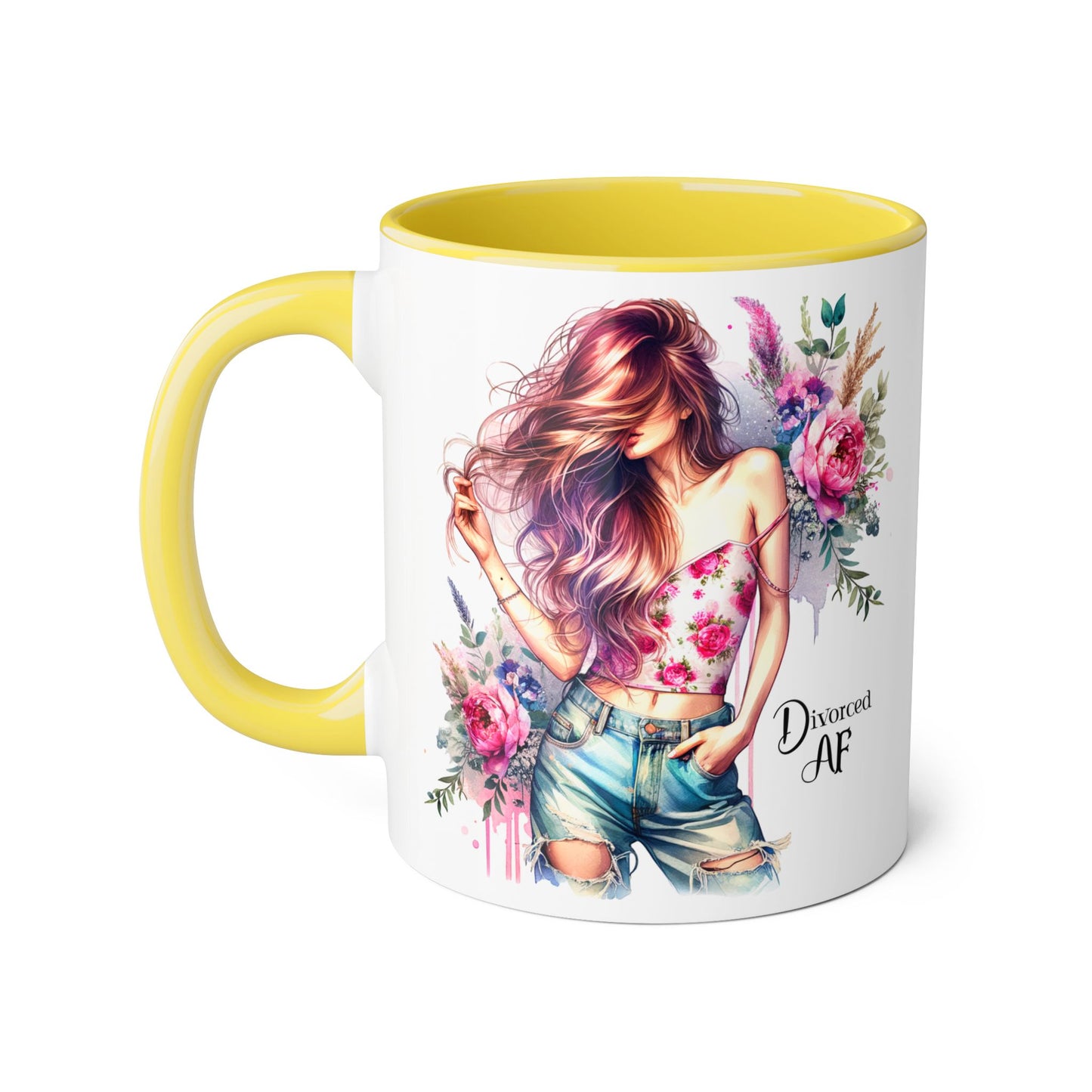 Diamond AF Floral Accent Mug - Stylish Coffee Cup, Great Gift for Her, Birthday, Friendship, Self-Care