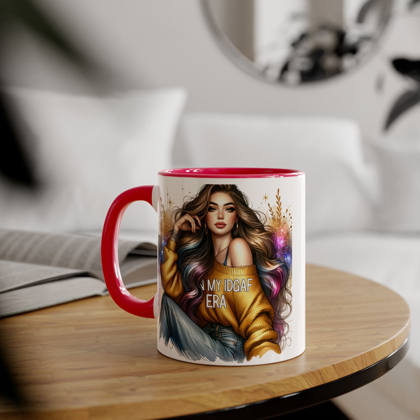 Chic IDGAF Accent Mug, Cool Coffee Cup, Trendy Drinkware, Stylish Gift, Artful Mug for Her
