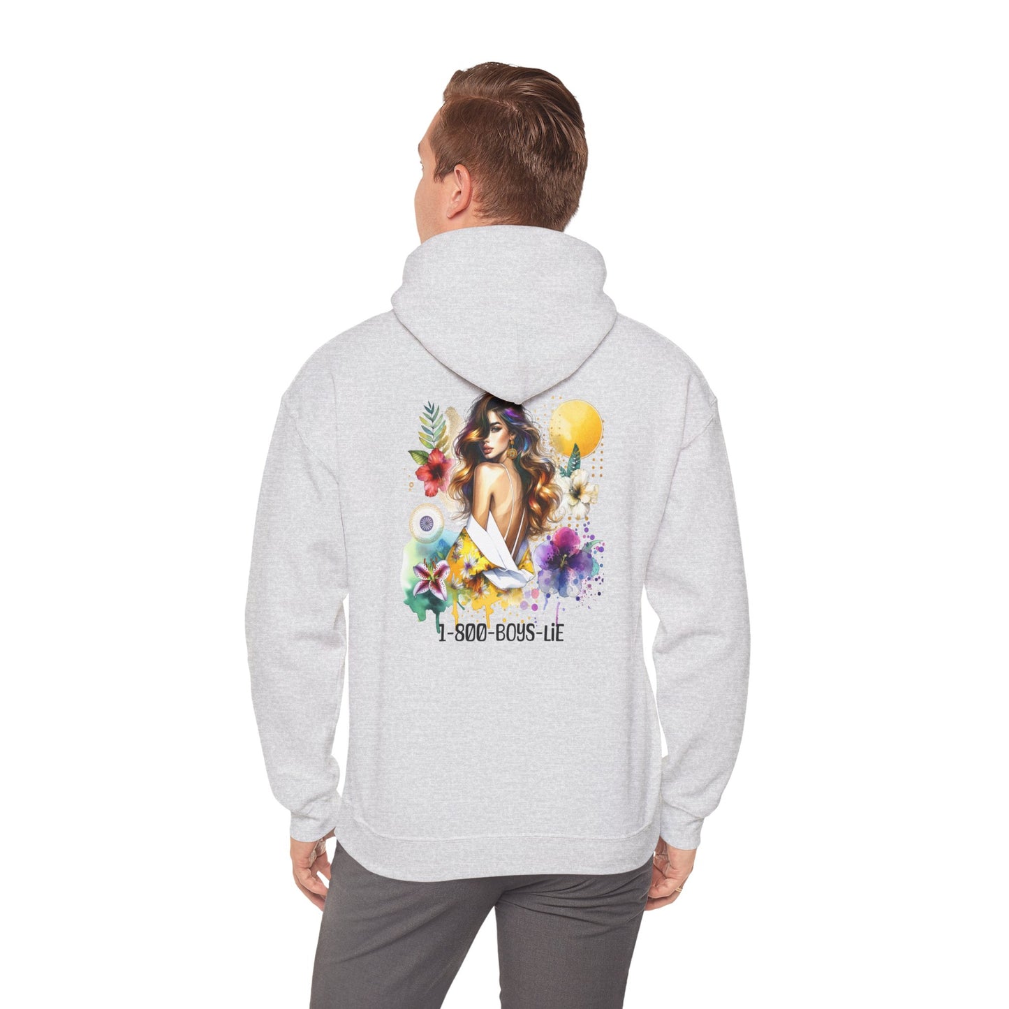 1-800-Boys-Lie Tropical Vibe Hoodie - Unisex Heavy Blend Sweatshirt for Beach Lovers, Summer Style, Gift for Her, Casual Wear, Boho Chic Fashion