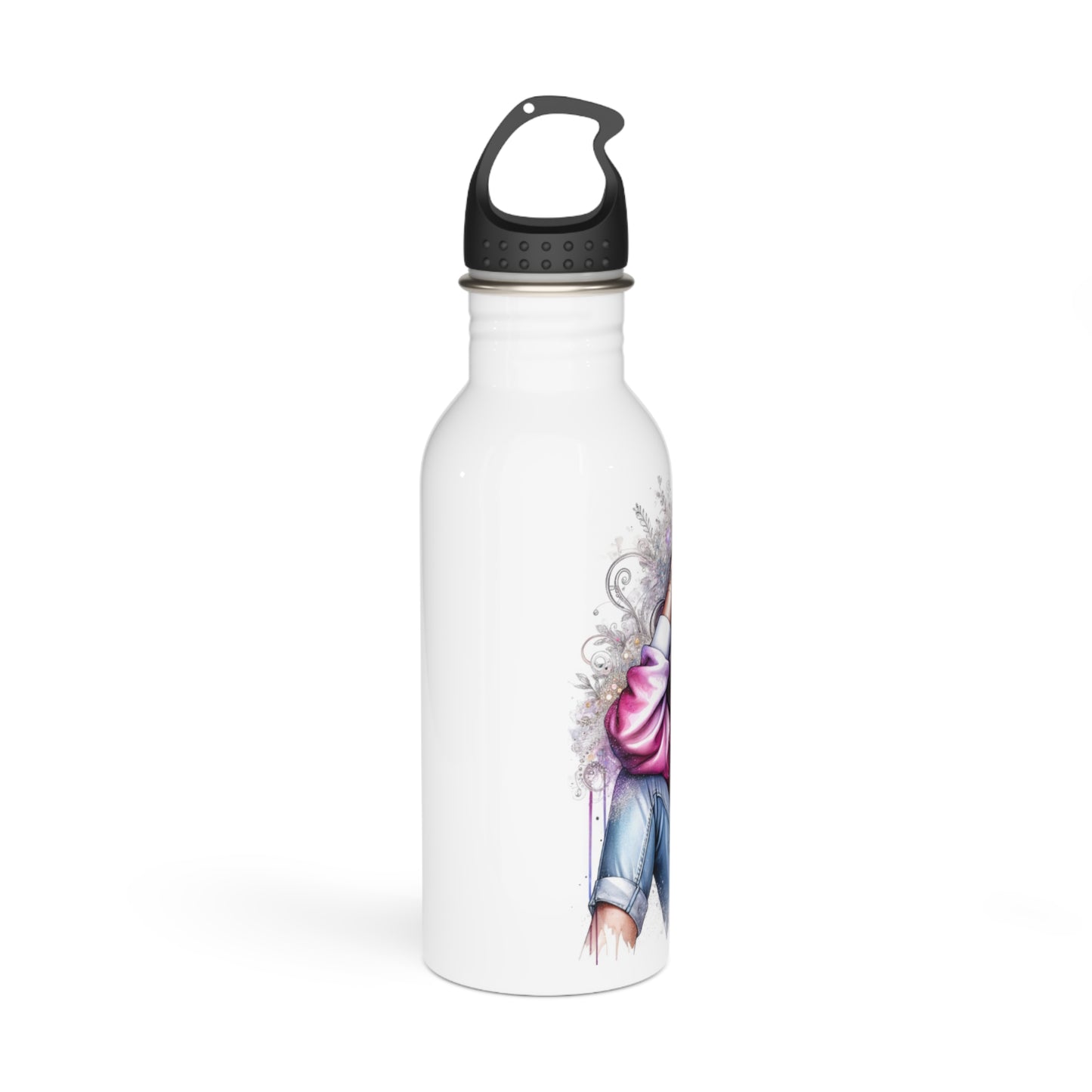 I Am My Own Happily Ever After Stylish Stainless Steel Water Bottle with Floral Design - Perfect for Active Lifestyles