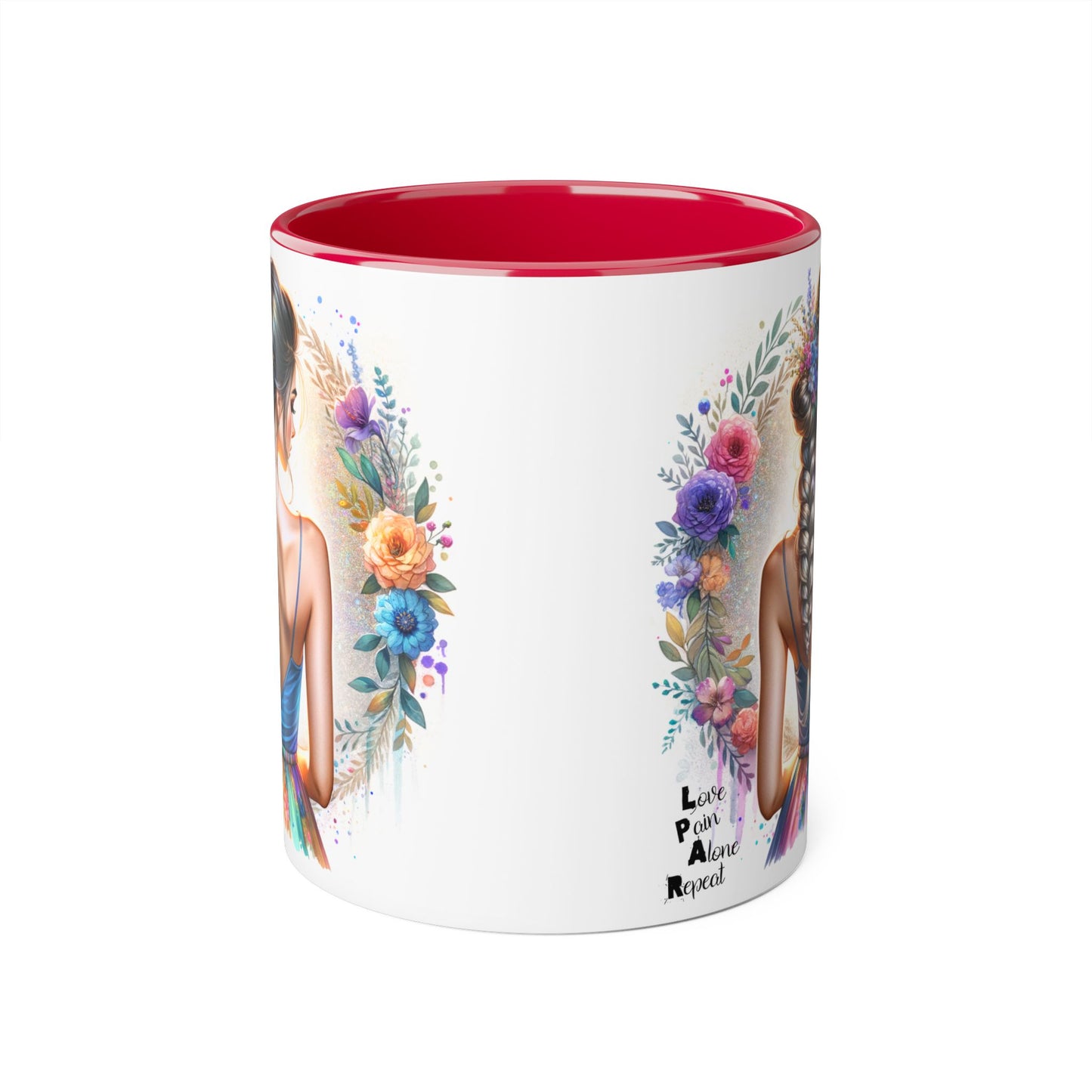 Artistic Accent Mug, Floral Coffee Cup, Unique Gifts for Her, Inspirational Drinkware, Love Yourself Mugs, Boho Style