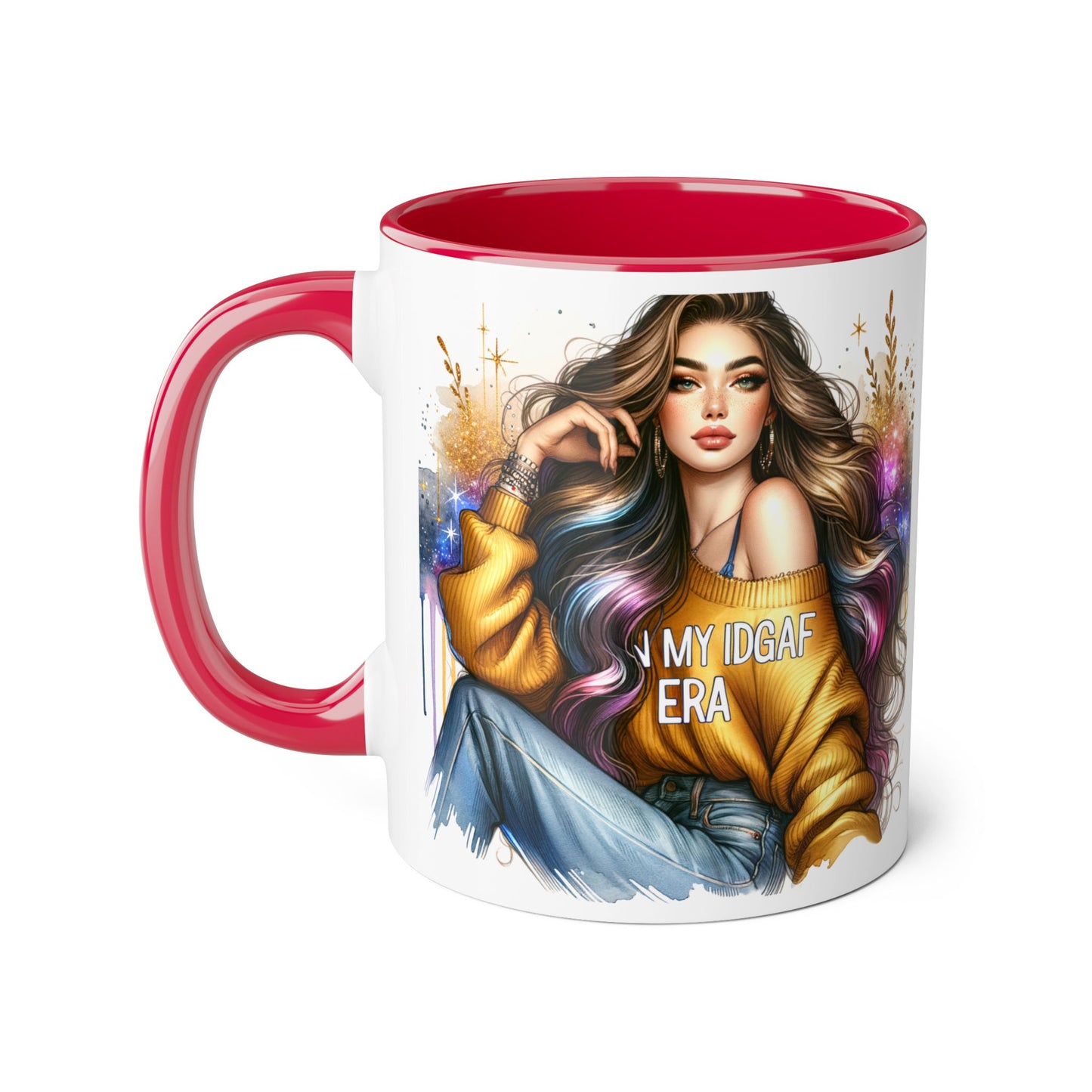 Chic IDGAF Accent Mug, Cool Coffee Cup, Trendy Drinkware, Stylish Gift, Artful Mug for Her