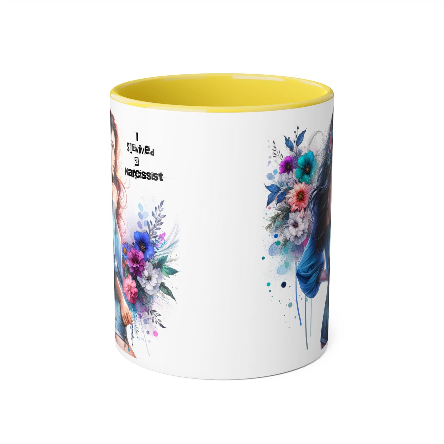 Bold Floral Accent Mug, 11oz - Perfect Gift for Coffee Lovers, Home Decor, Birthday Present, self-care gift, Inspirational Quote Mug