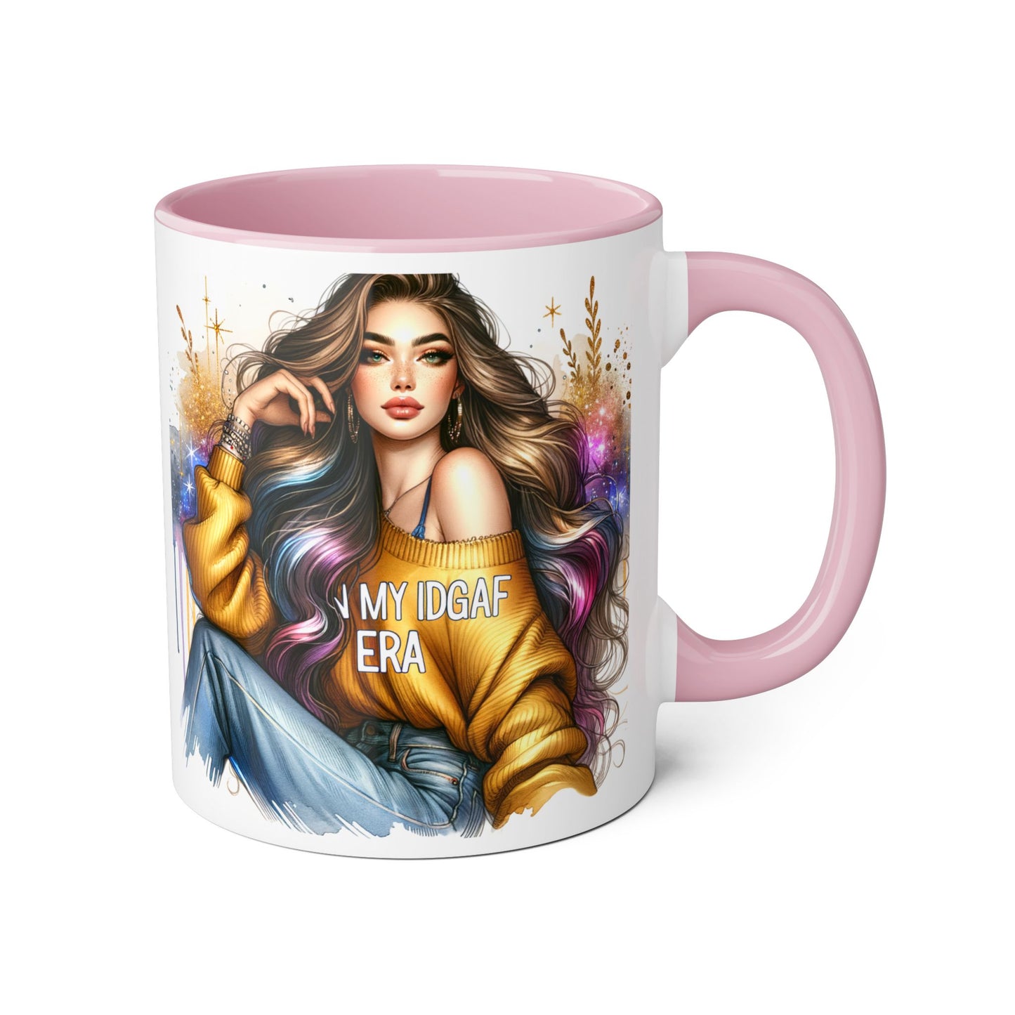 Chic IDGAF Accent Mug, Cool Coffee Cup, Trendy Drinkware, Stylish Gift, Artful Mug for Her
