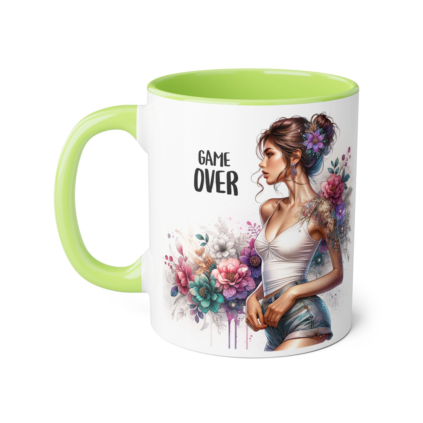 Floral Game Over Mug | Stylish Coffee Cup for Gamers | Unique Gift for Birthdays, Holidays, or Just Because, Tea Mug, Accent Mugs