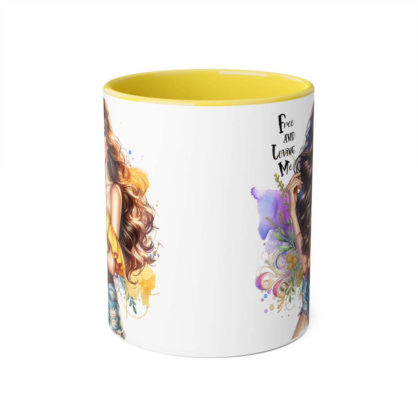 Free Spirit Accent Mug, Boho Coffee Cup, Inspirational Gift, Art Lover's Mug, Unique Home Decor, Stylish Drinkware