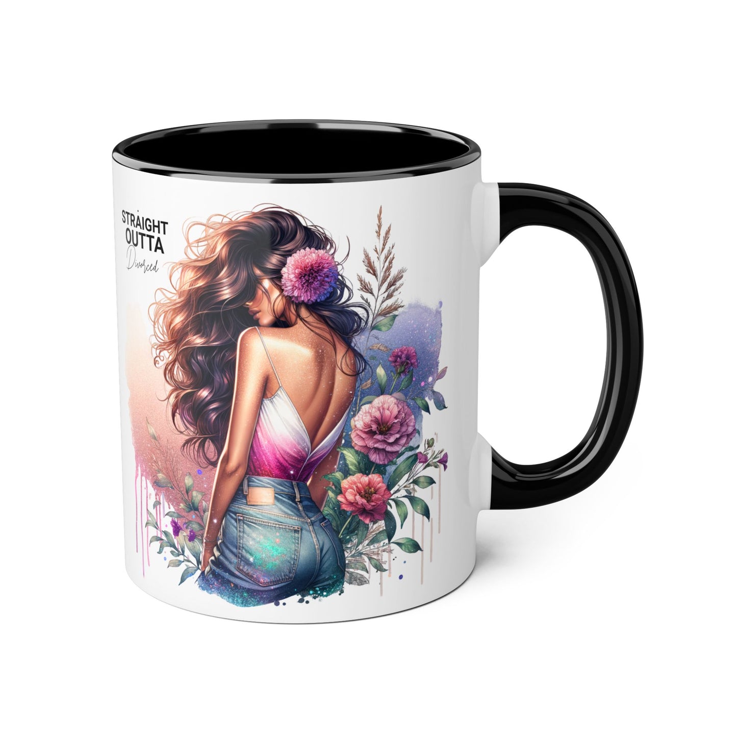 Straight Outta Divorced Humoristic Accent Mug | 11oz Ceramic Coffee Cup for Home, Gift for Friends, Unique Tea Mug, Birthday Gift, Self-Care Décor
